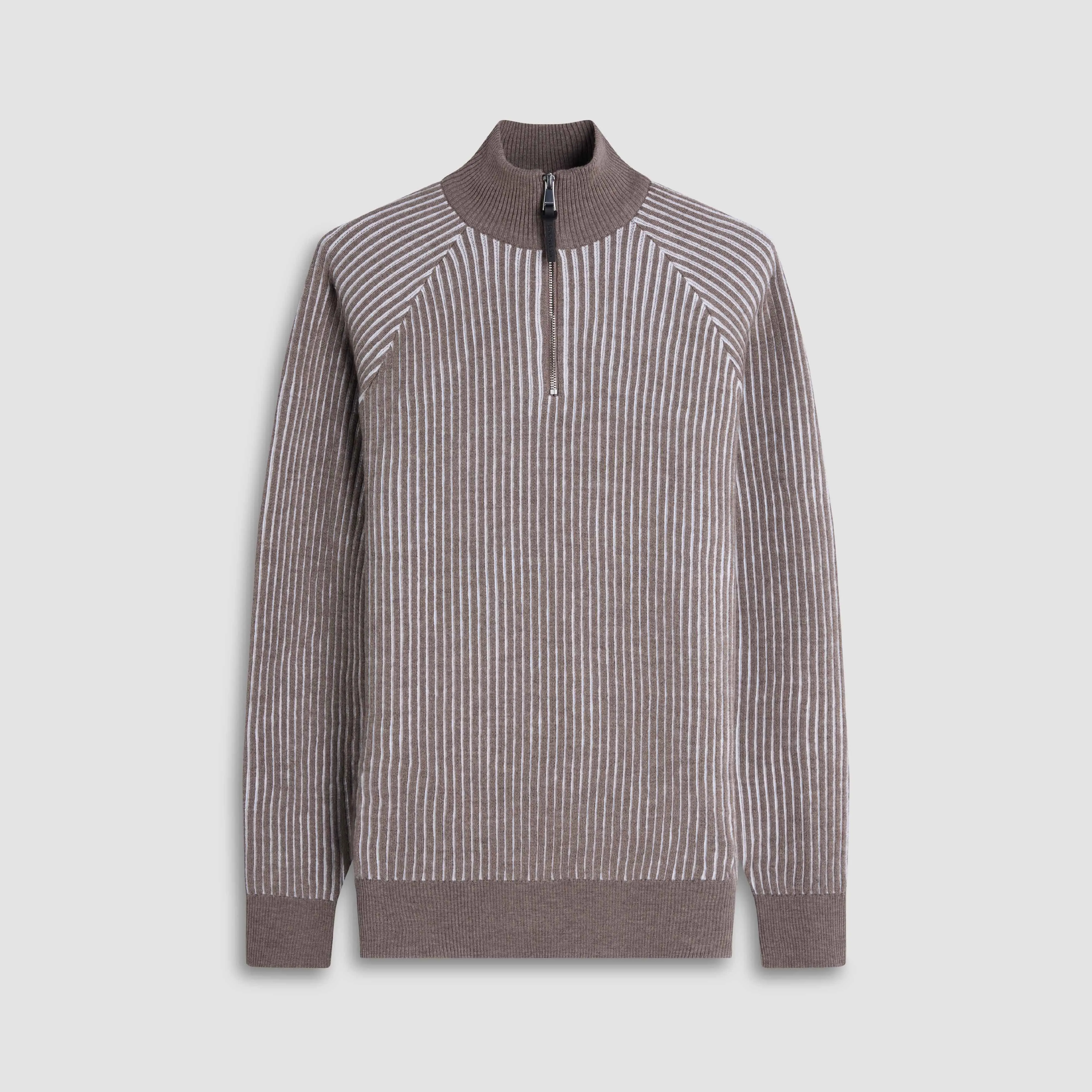 Two-Tone Rib Knit Quarter Zip Sweater sold by Bugatchi product image thumbnail 2