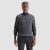 Two-Tone Rib Knit Quarter Zip Sweater sold by Bugatchi