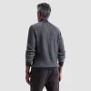 Two-Tone Rib Knit Quarter Zip Sweater sold by Bugatchi