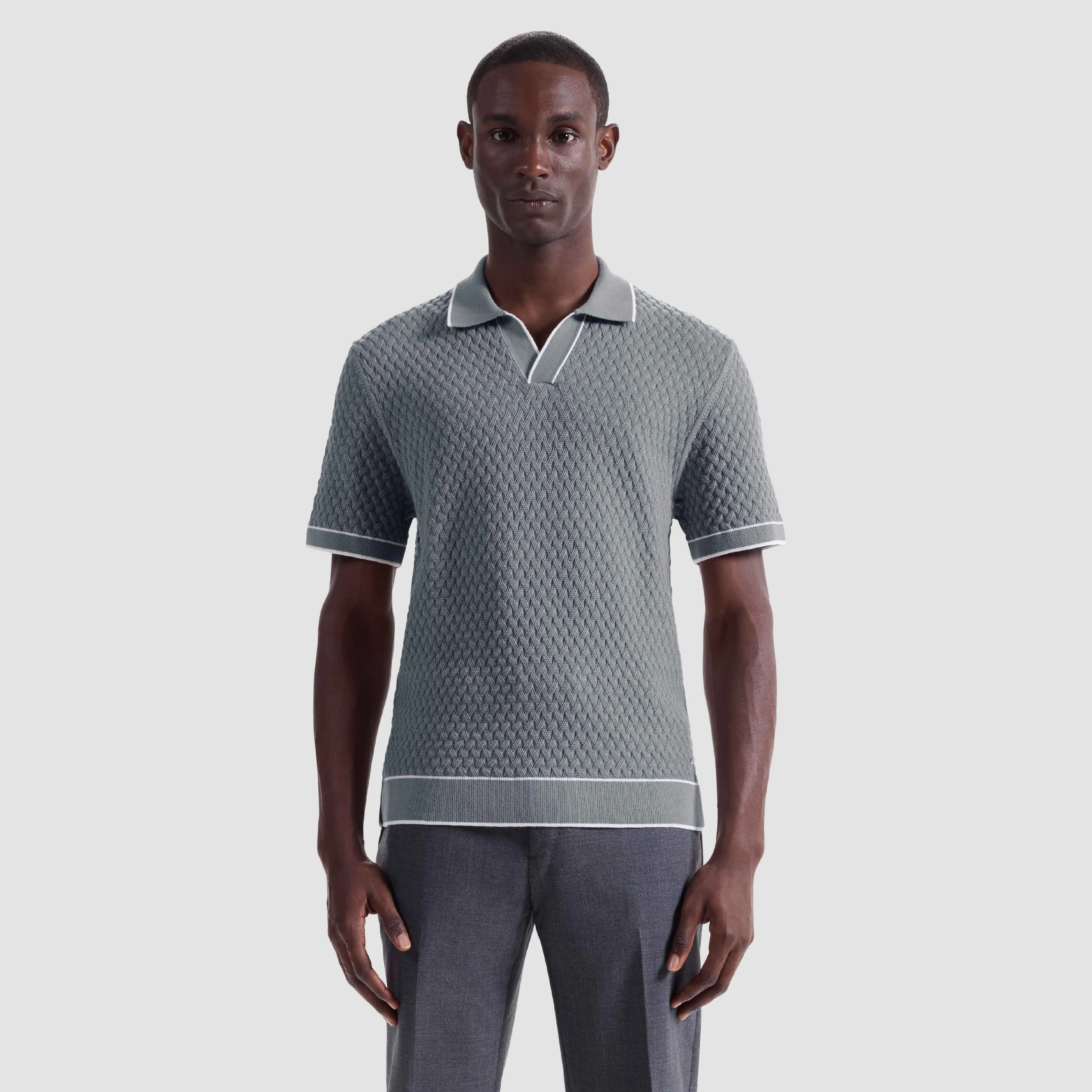 Diamond Cable Polo Sweater sold by Bugatchi product image thumbnail 2