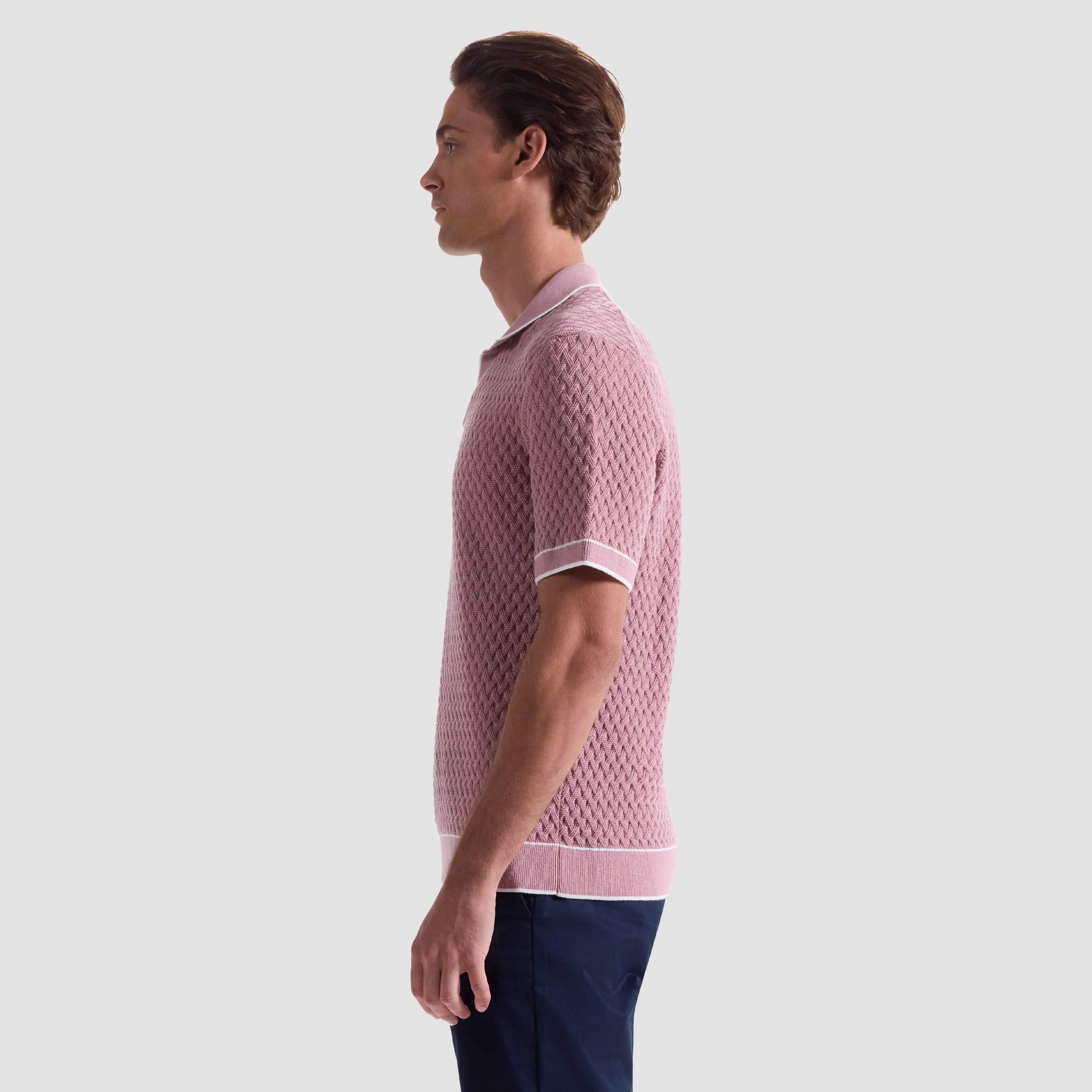 Diamond Cable Polo Sweater sold by Bugatchi product image thumbnail 3