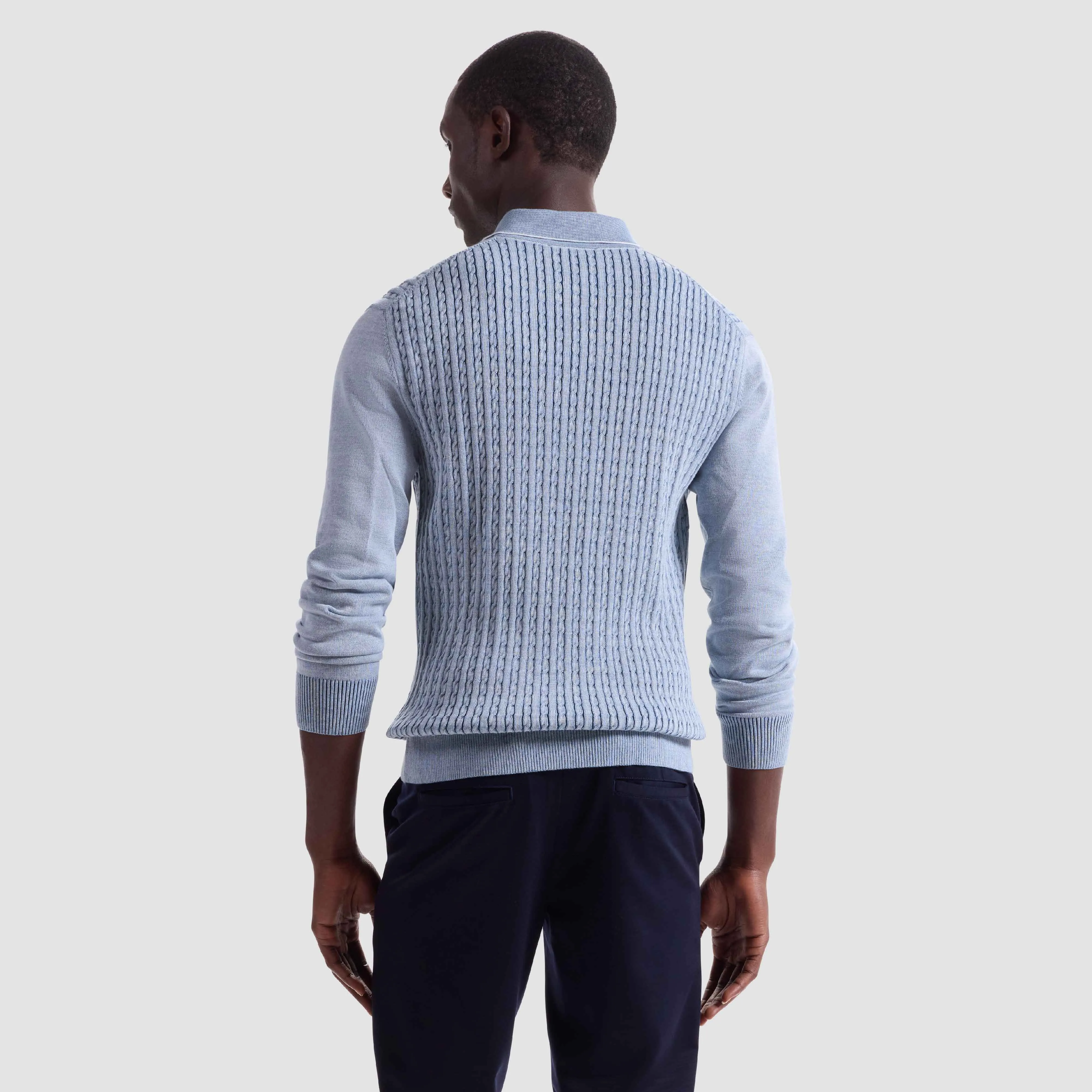 Cable Stitch Polo Sweater sold by Bugatchi product image thumbnail 4