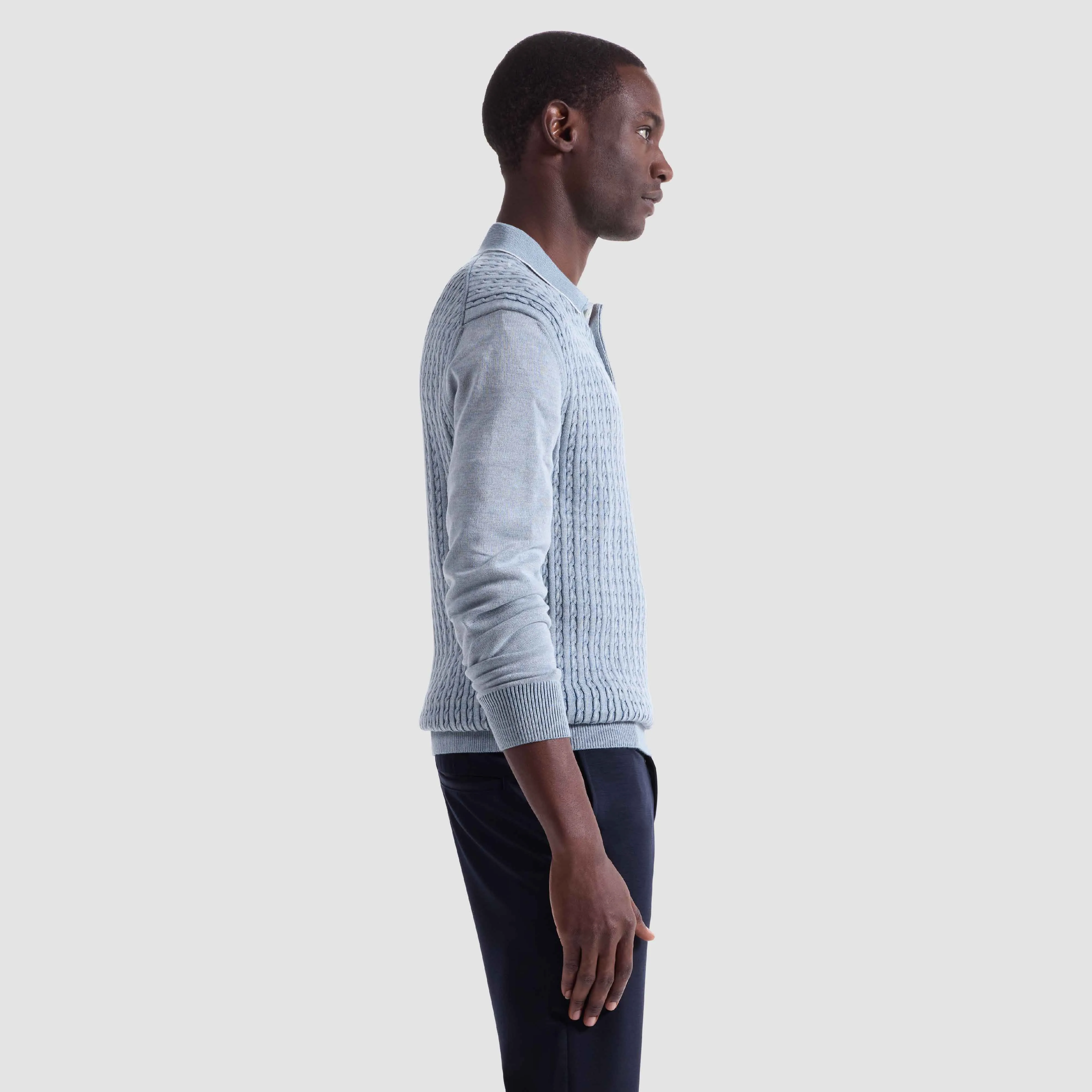Cable Stitch Polo Sweater sold by Bugatchi product image thumbnail 3