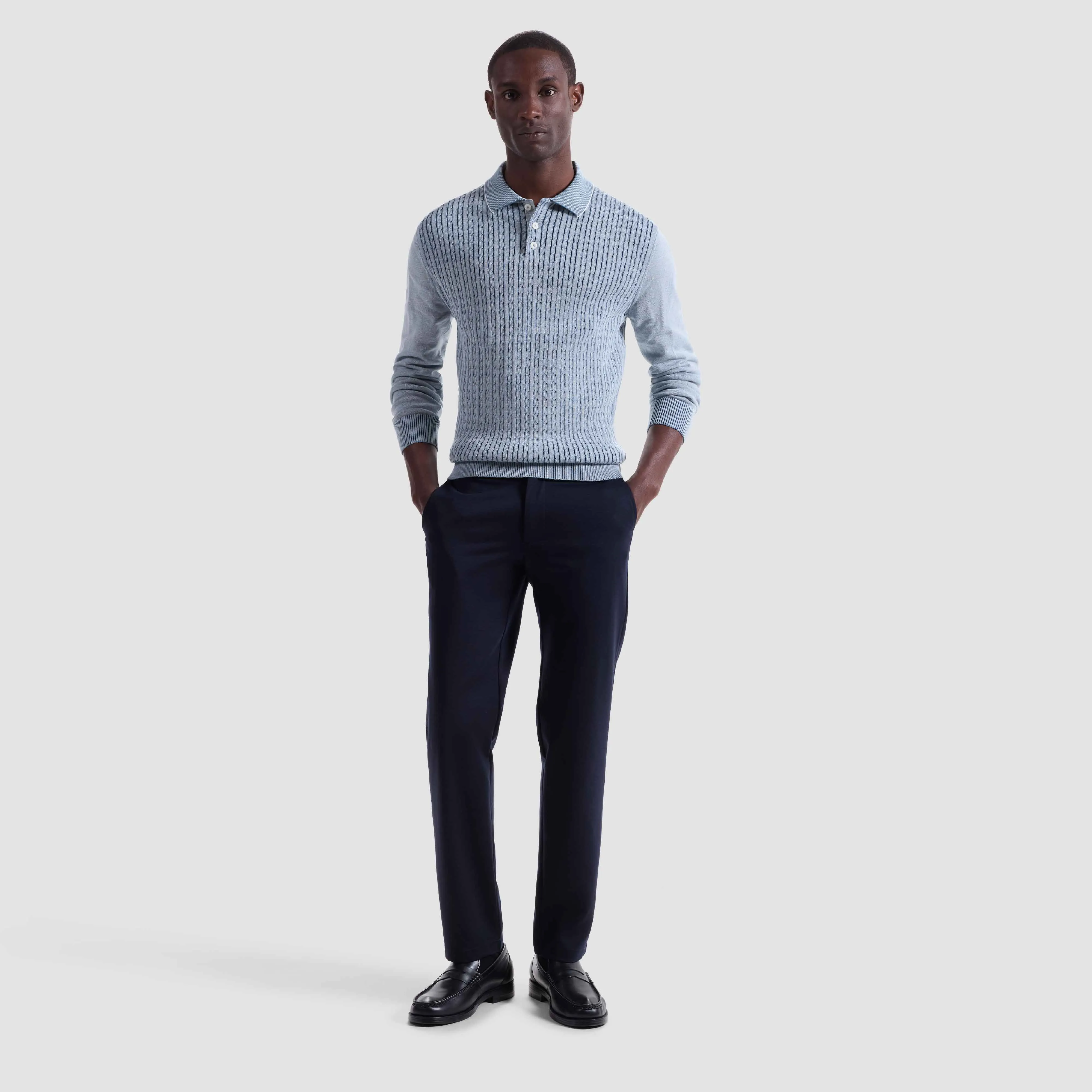 Cable Stitch Polo Sweater sold by Bugatchi product image thumbnail 5