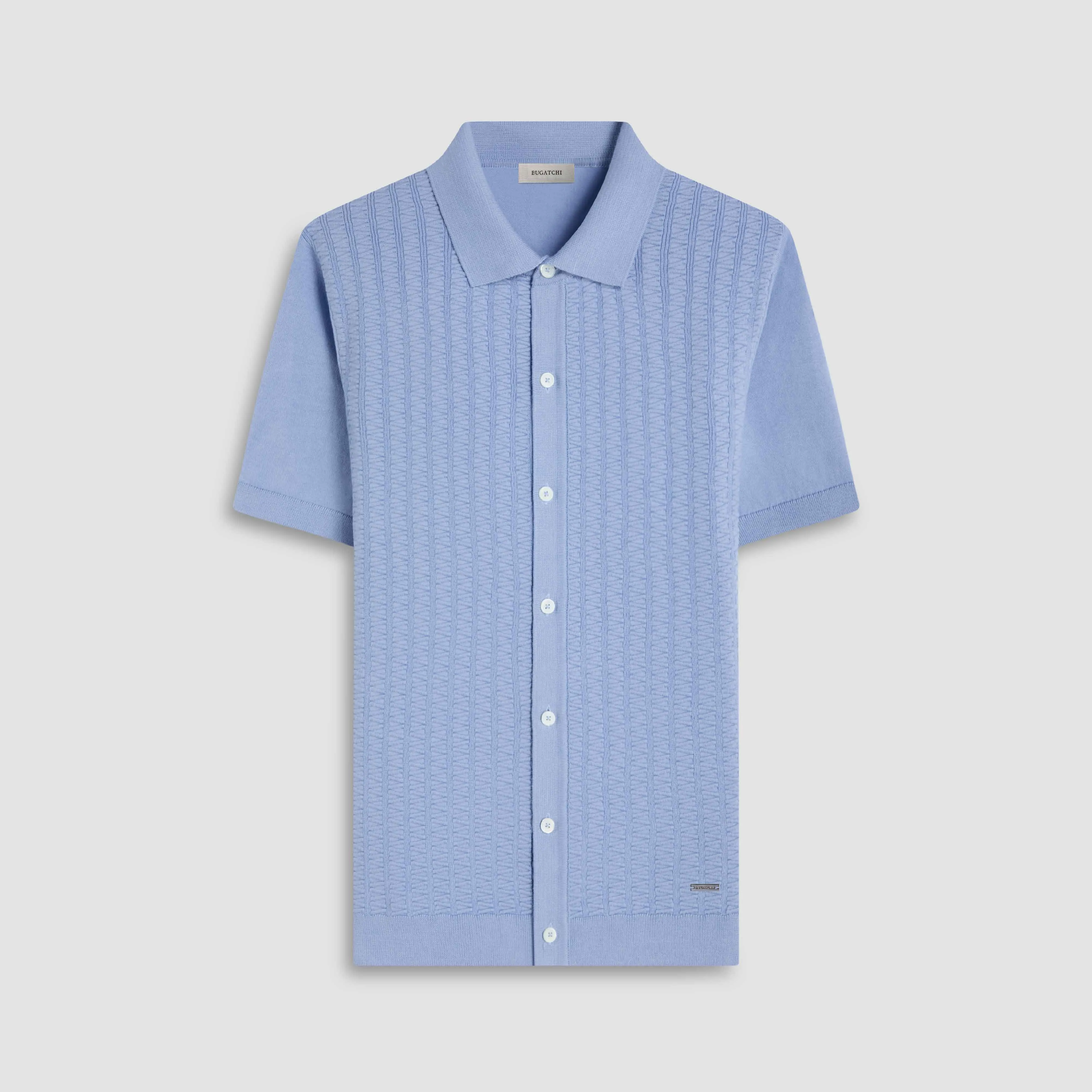 Ladder Stitch Full Button Polo Sweater sold by Bugatchi