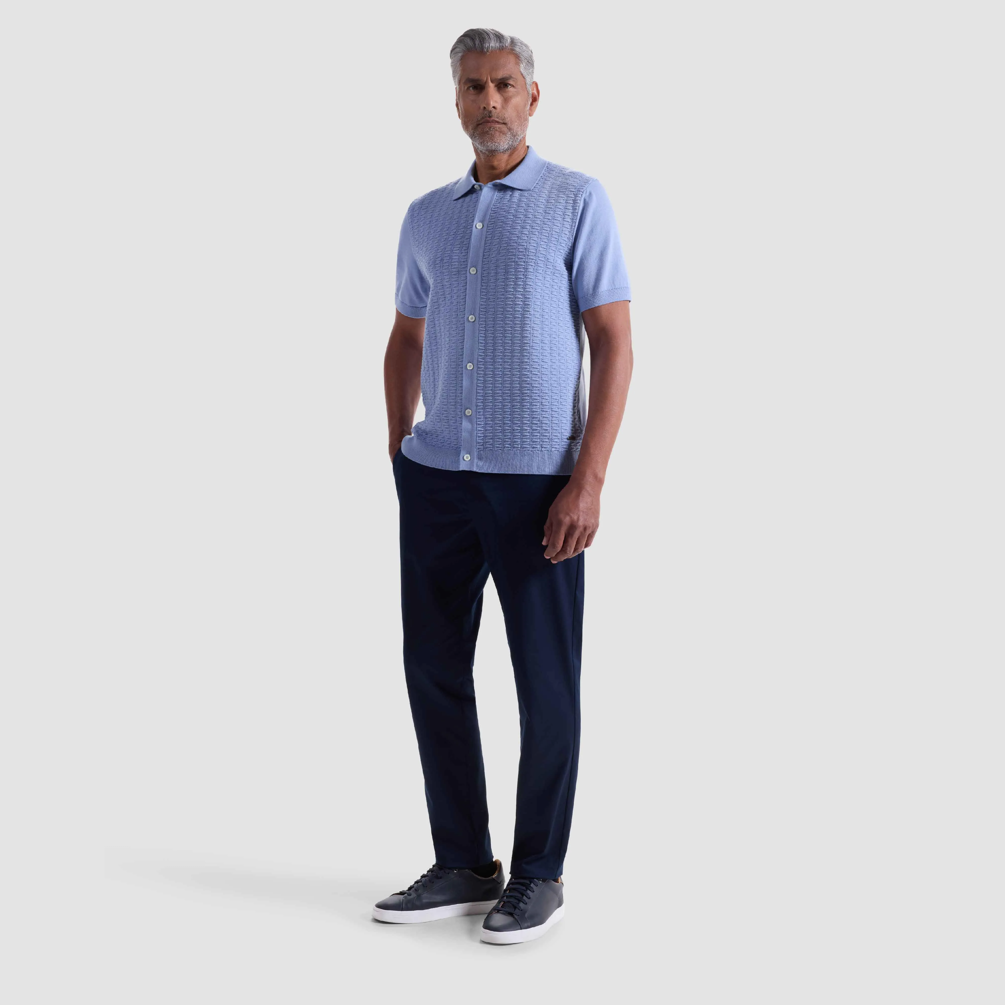 Ladder Stitch Full Button Polo Sweater sold by Bugatchi product image thumbnail 5