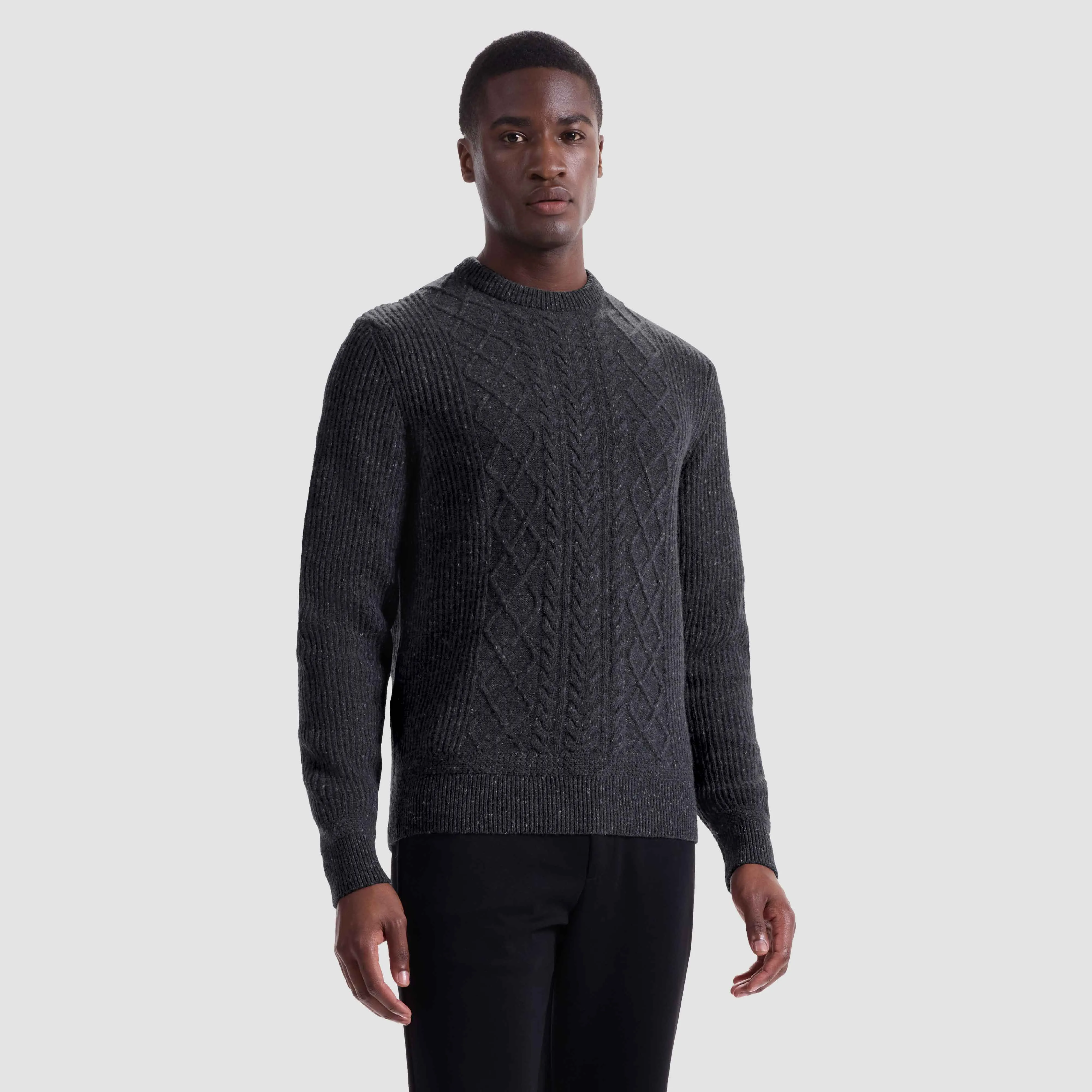Cable Diamond Stitch Crewneck Sweater sold by Bugatchi product image thumbnail 3