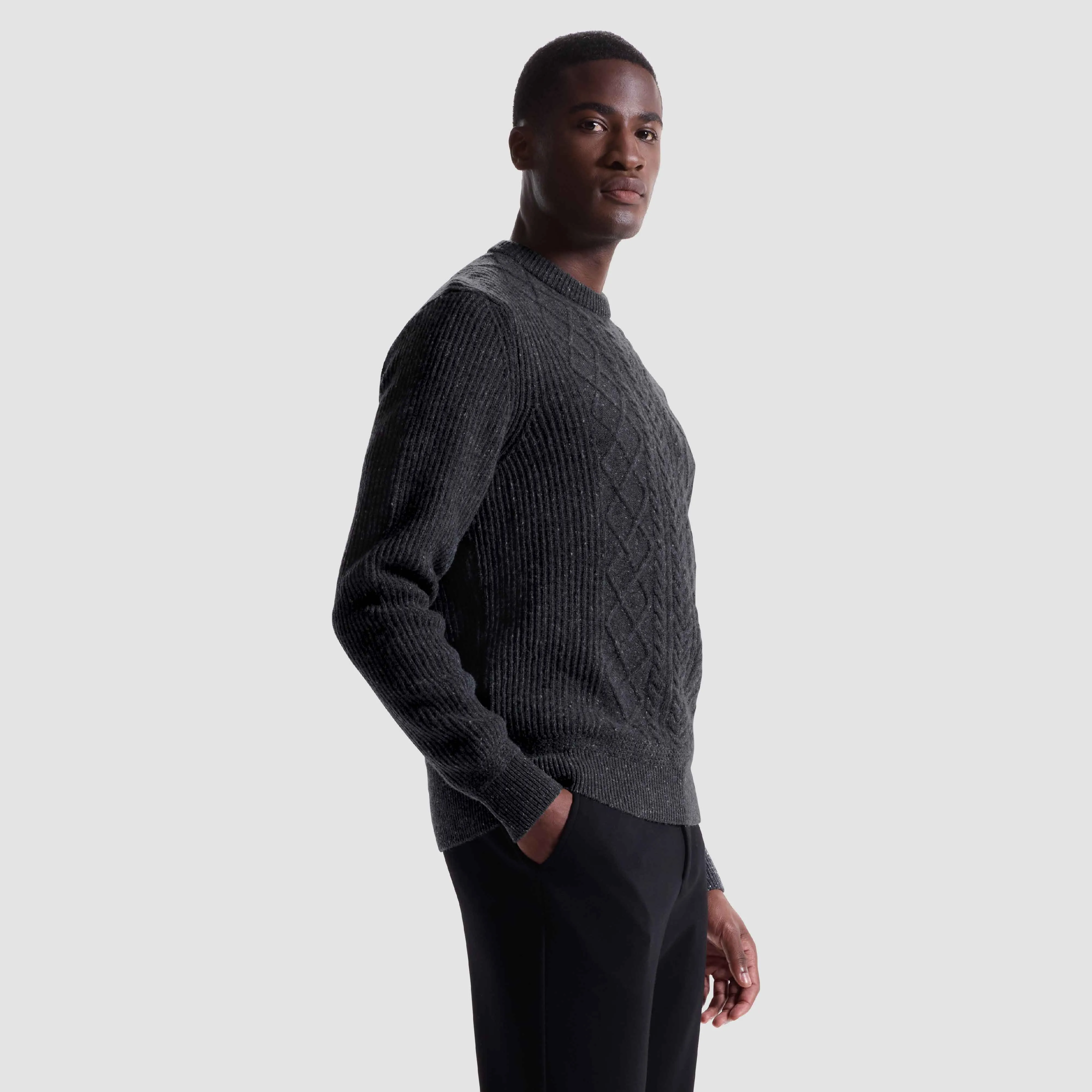 Cable Diamond Stitch Crewneck Sweater sold by Bugatchi product image thumbnail 4