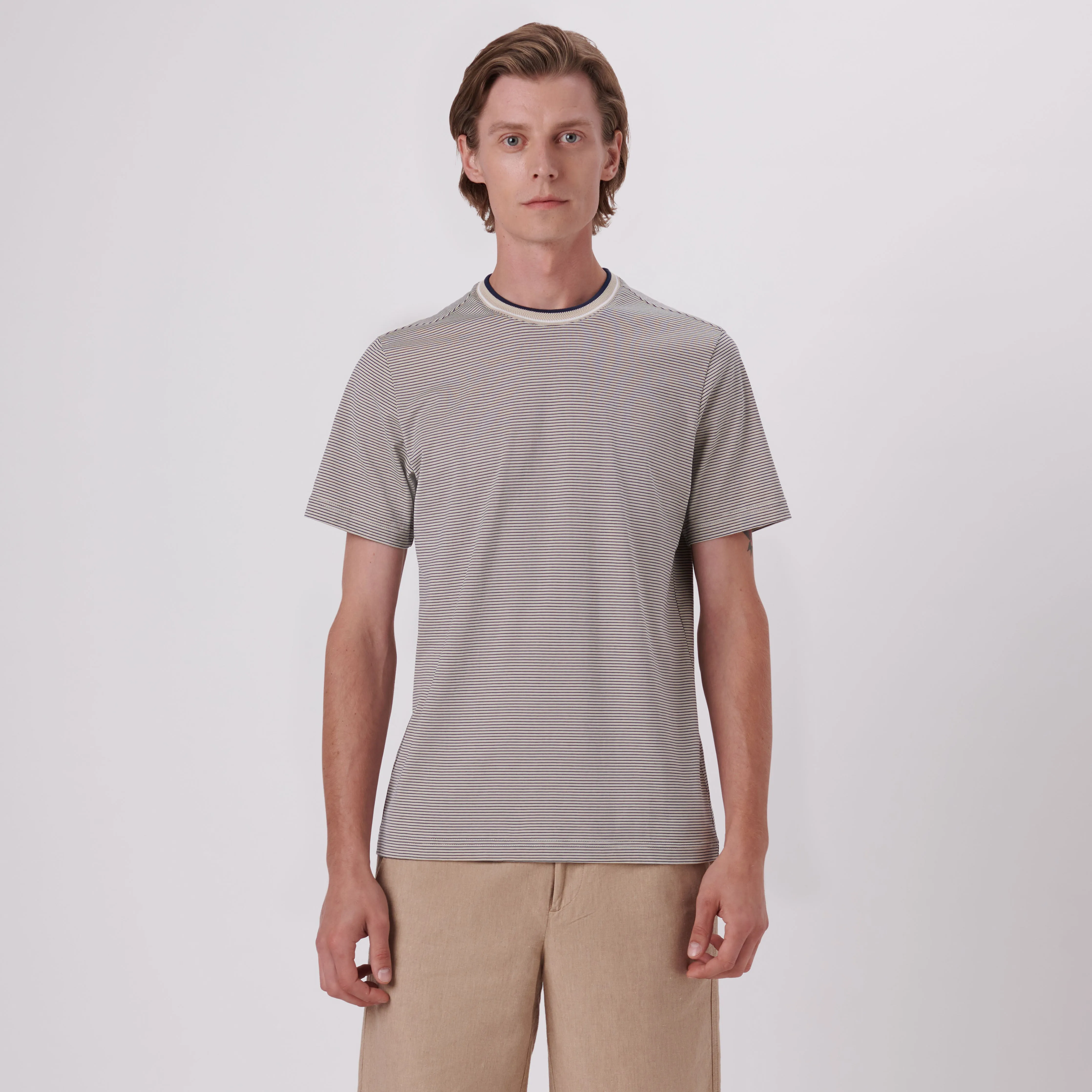 Striped Crew Neck T-Shirt sold by Bugatchi product image thumbnail 2