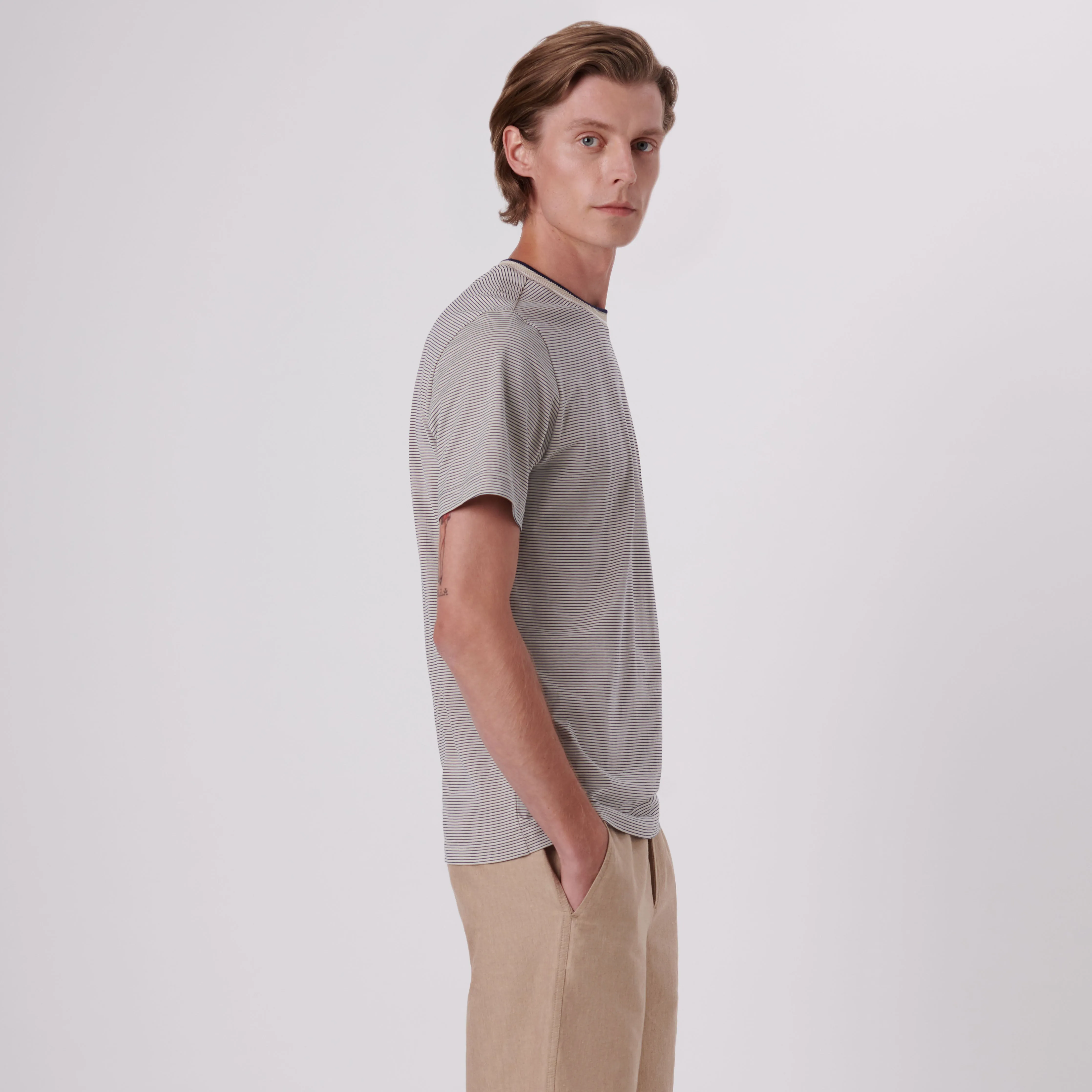 Striped Crew Neck T-Shirt sold by Bugatchi product image thumbnail 3