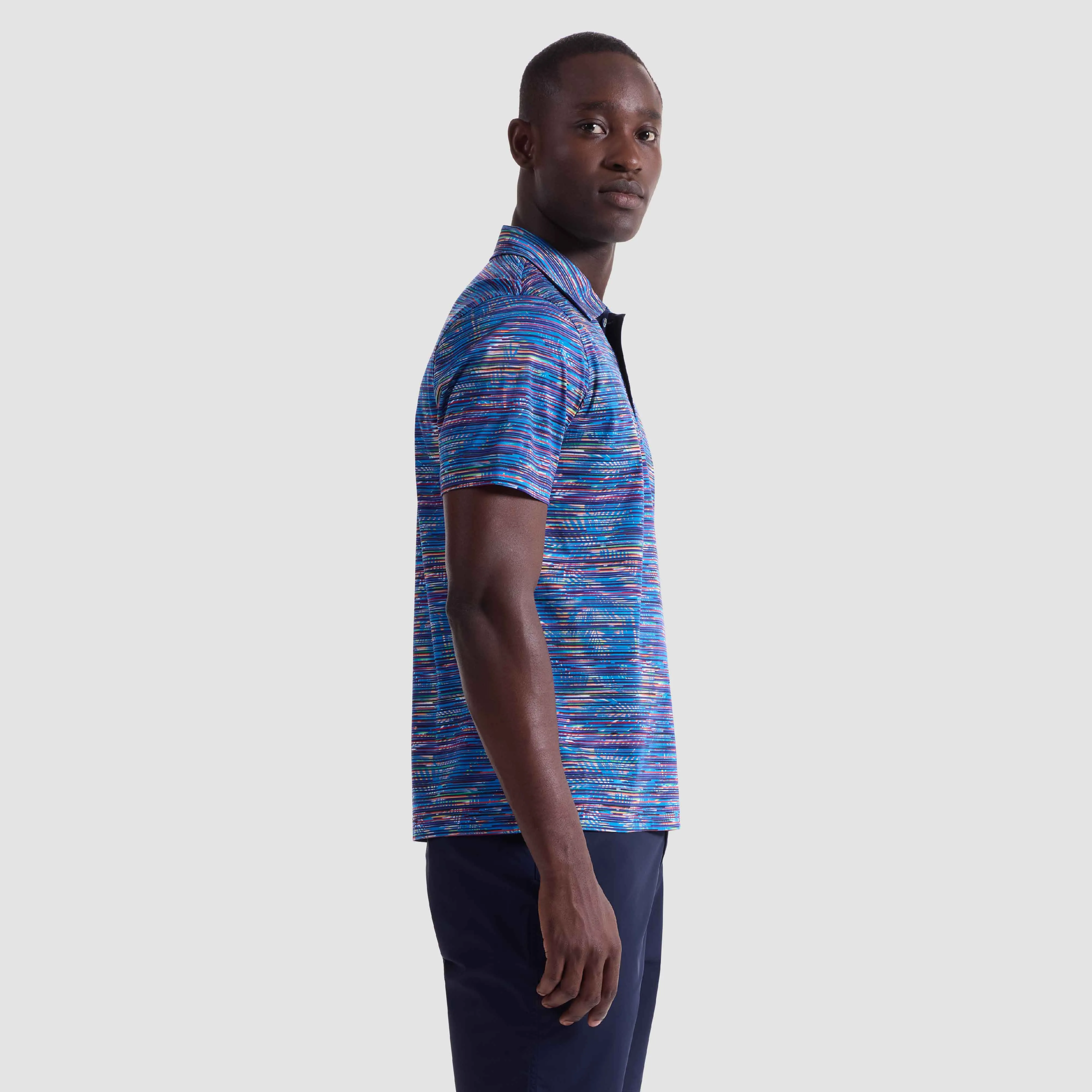 Hendrix Linear Leaf Print Polo Shirt sold by Bugatchi product image thumbnail 3