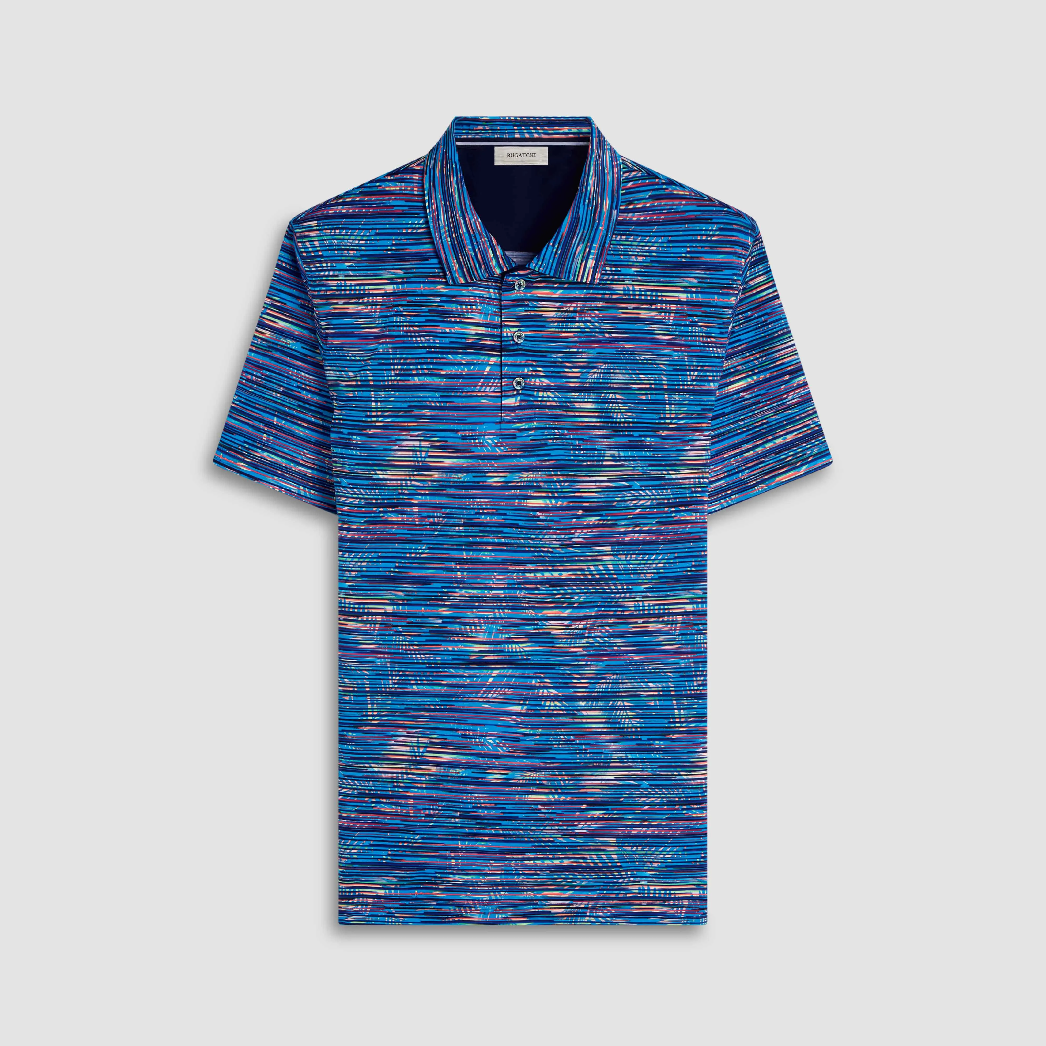 Hendrix Linear Leaf Print Polo Shirt sold by Bugatchi