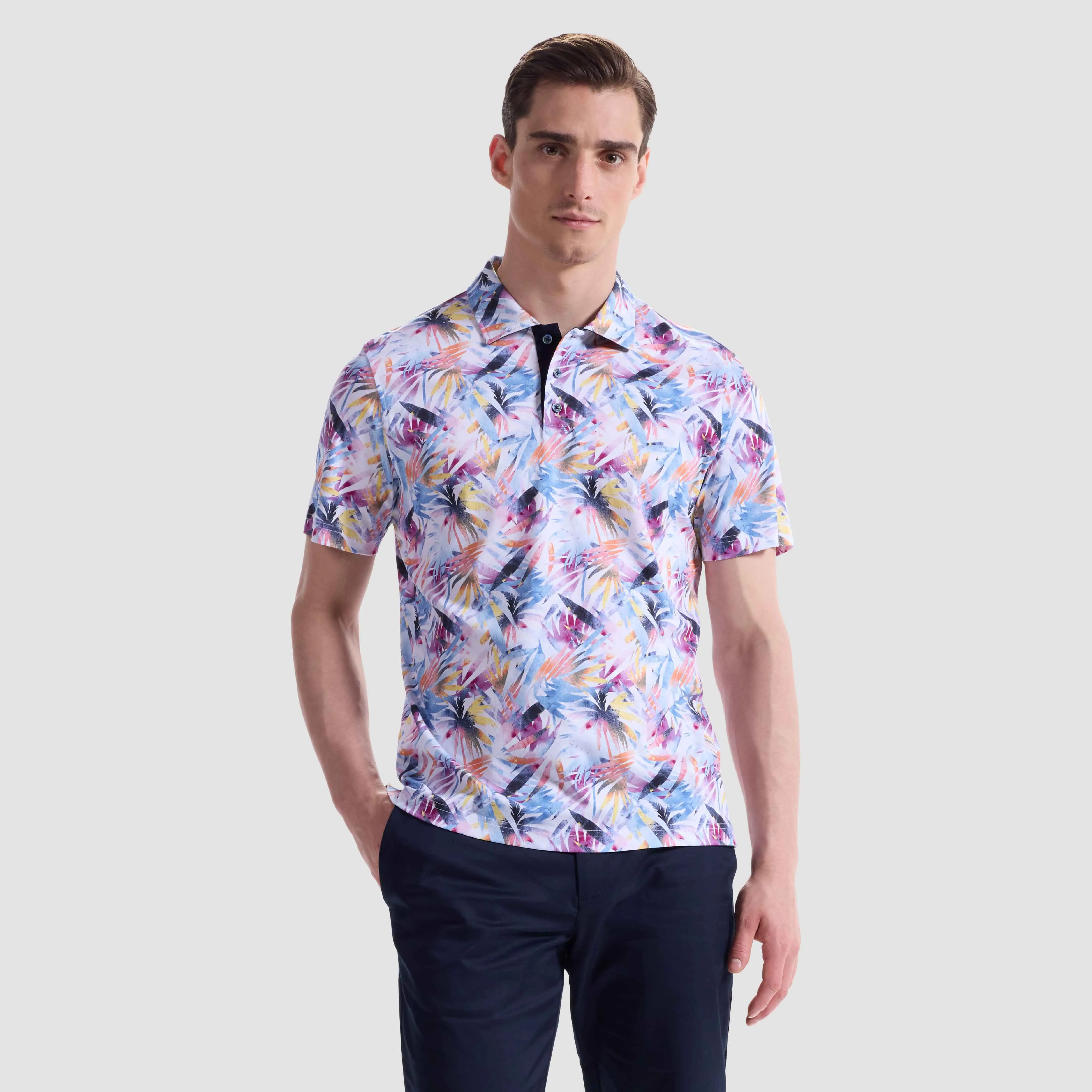 Hendrix Abstract Palm Polo Shirt sold by Bugatchi product image thumbnail 2