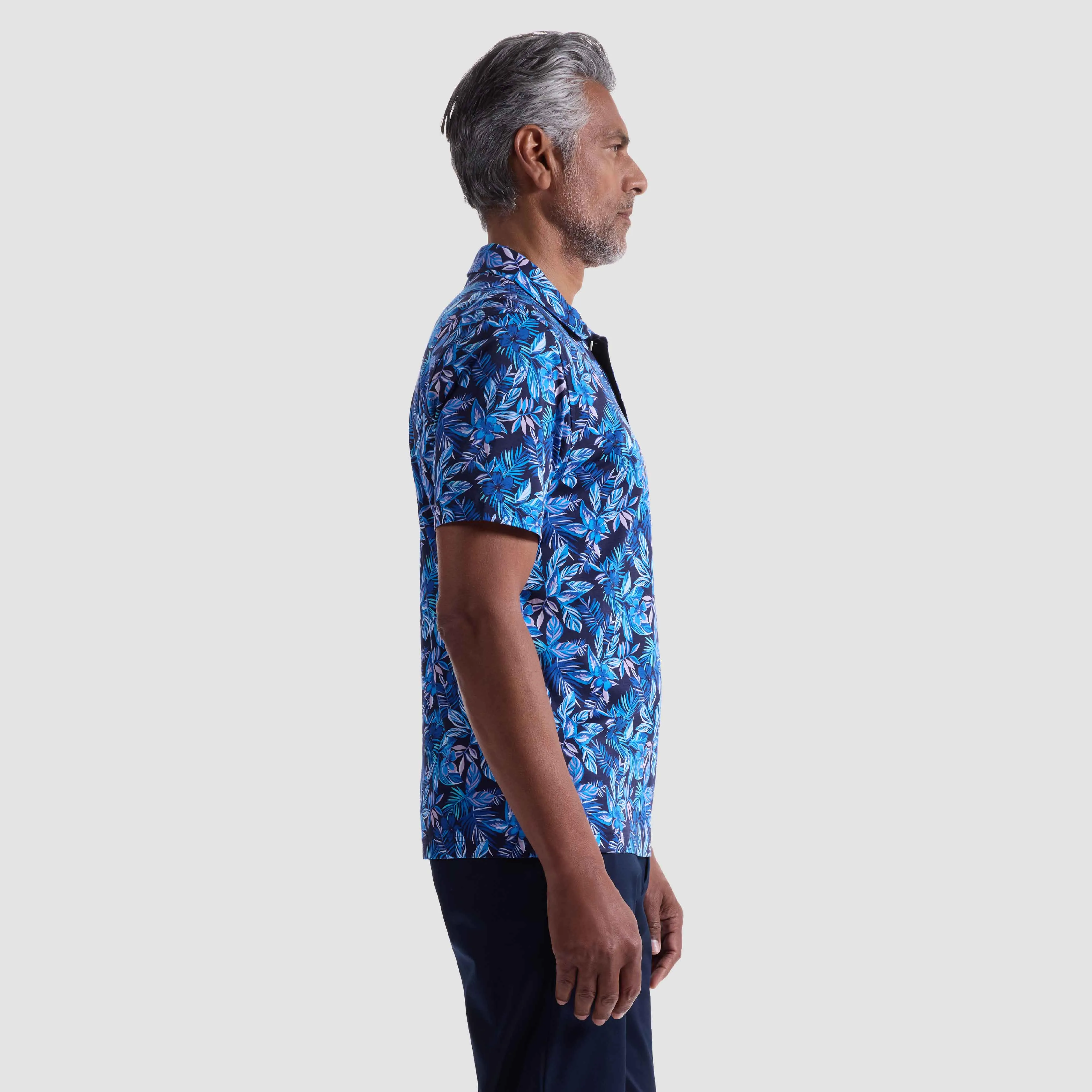 Hendrix Cerulean Floral Polo Shirt sold by Bugatchi product image thumbnail 3