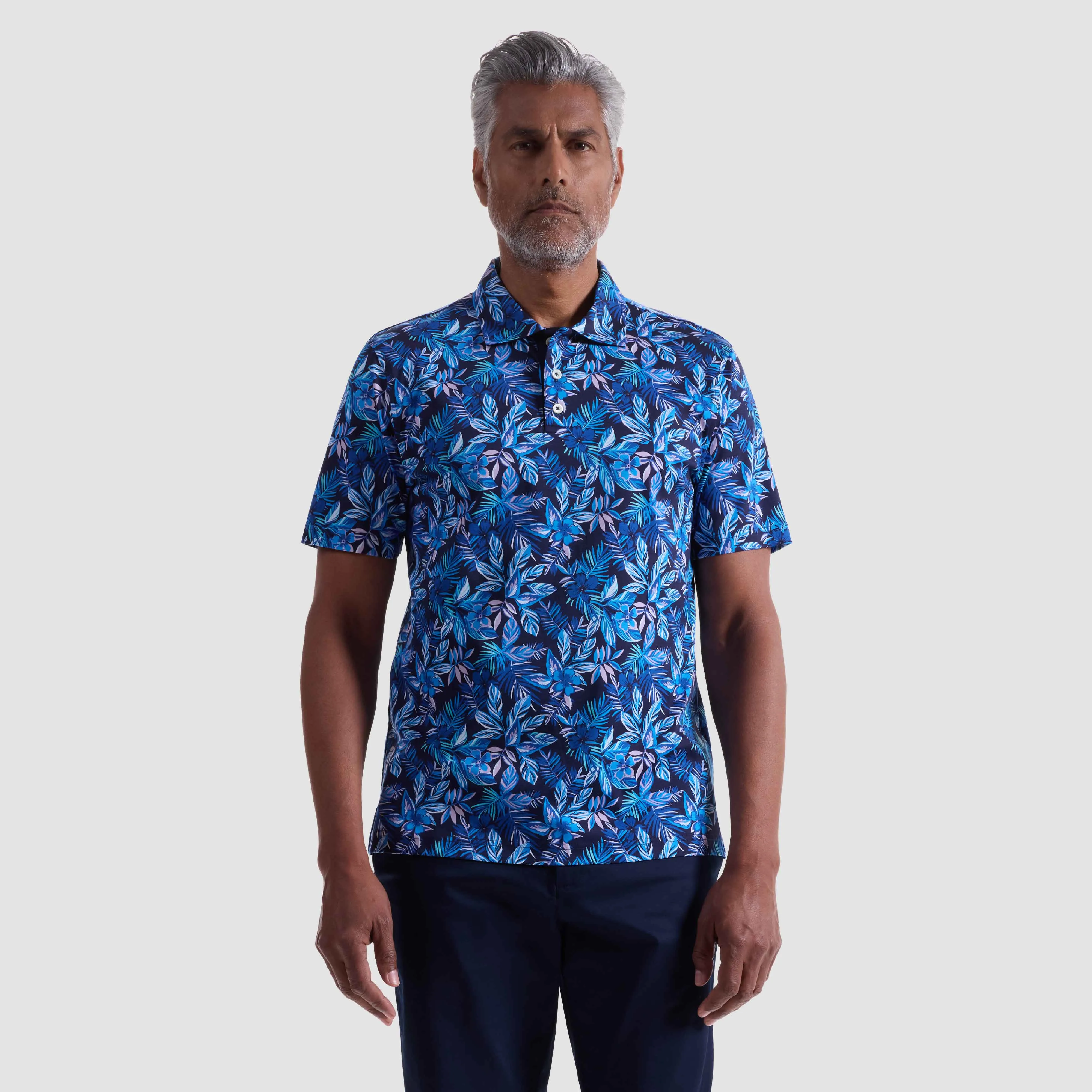 Hendrix Cerulean Floral Polo Shirt sold by Bugatchi product image thumbnail 2
