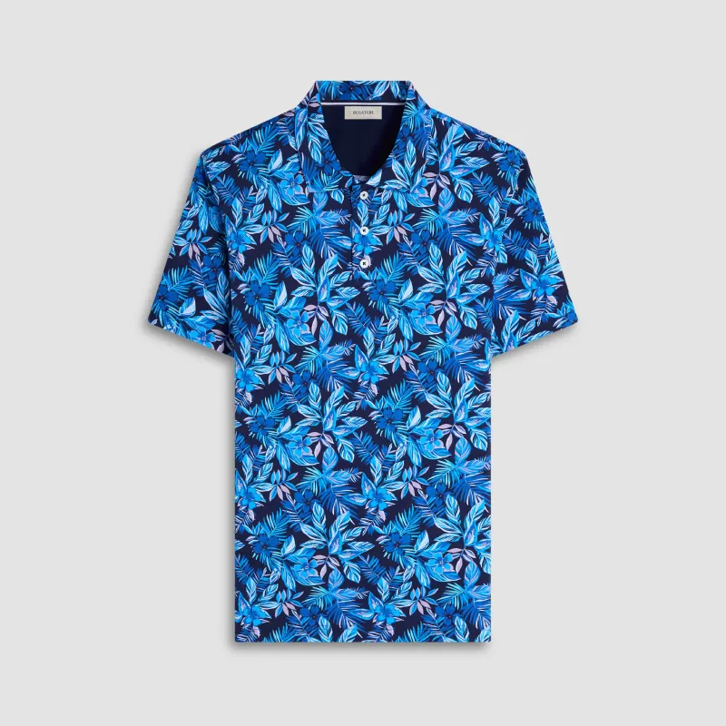 Hendrix Cerulean Floral Polo Shirt sold by Bugatchi