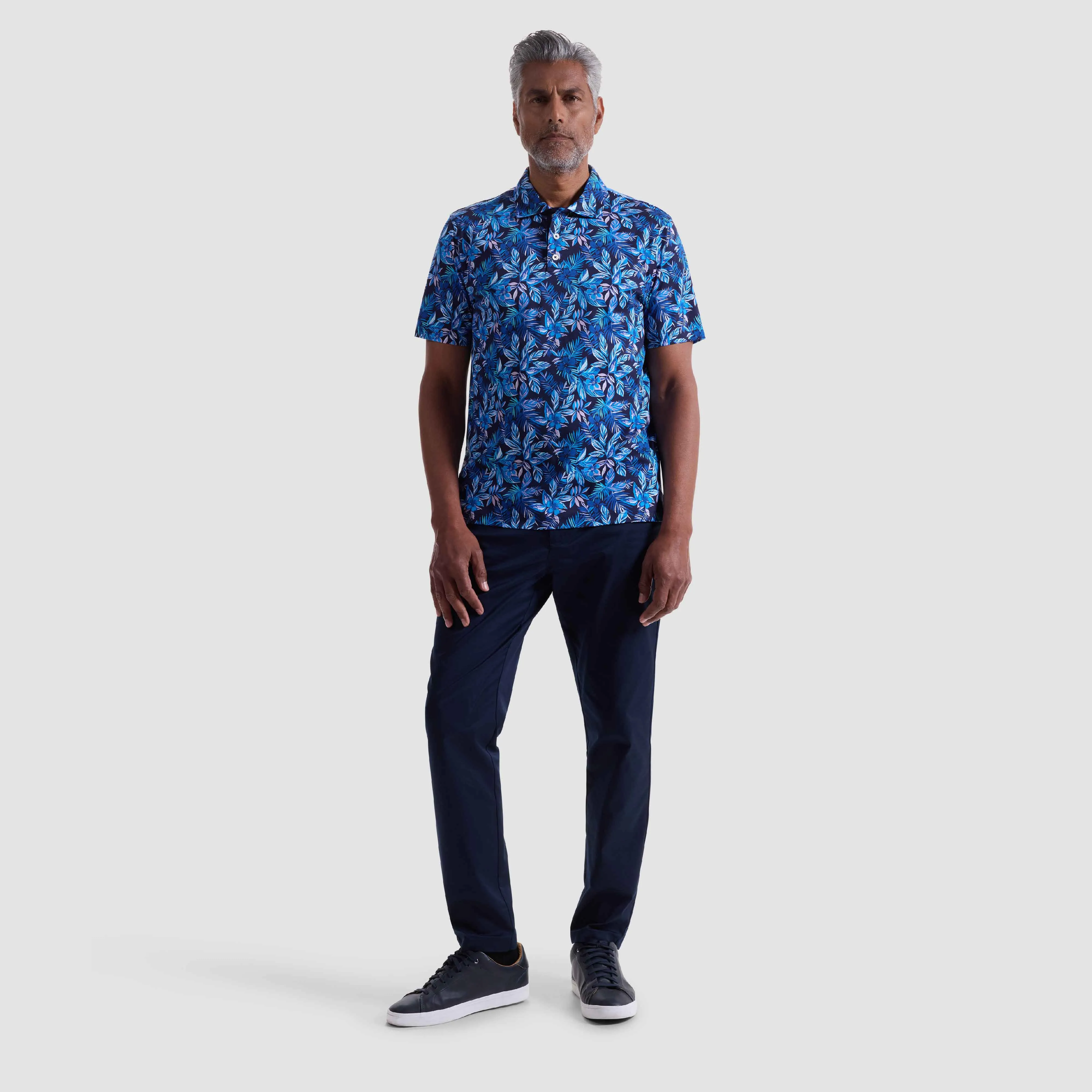 Hendrix Cerulean Floral Polo Shirt sold by Bugatchi product image thumbnail 5