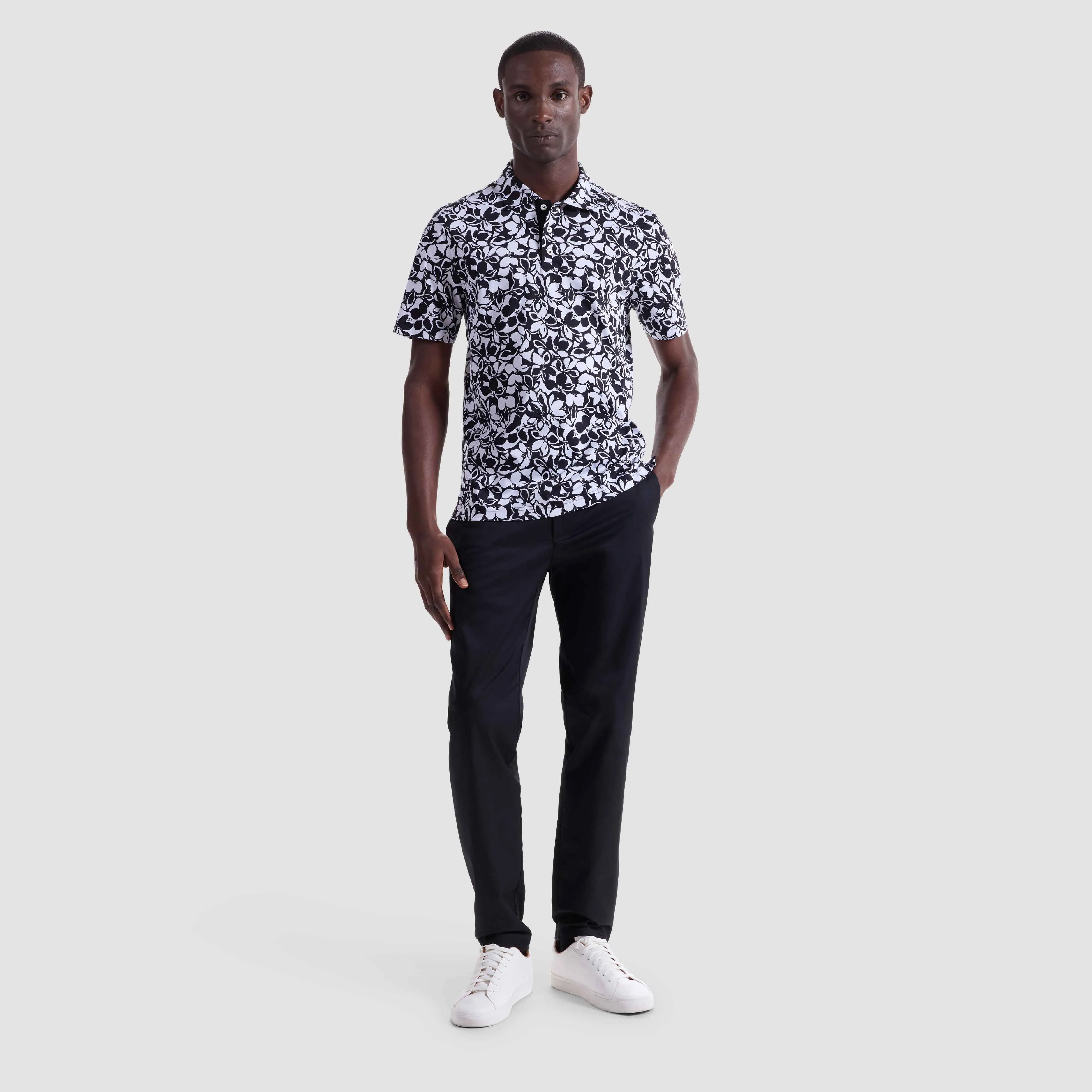 Hendrix Monochromatic Floral Polo Shirt sold by Bugatchi product image thumbnail 5