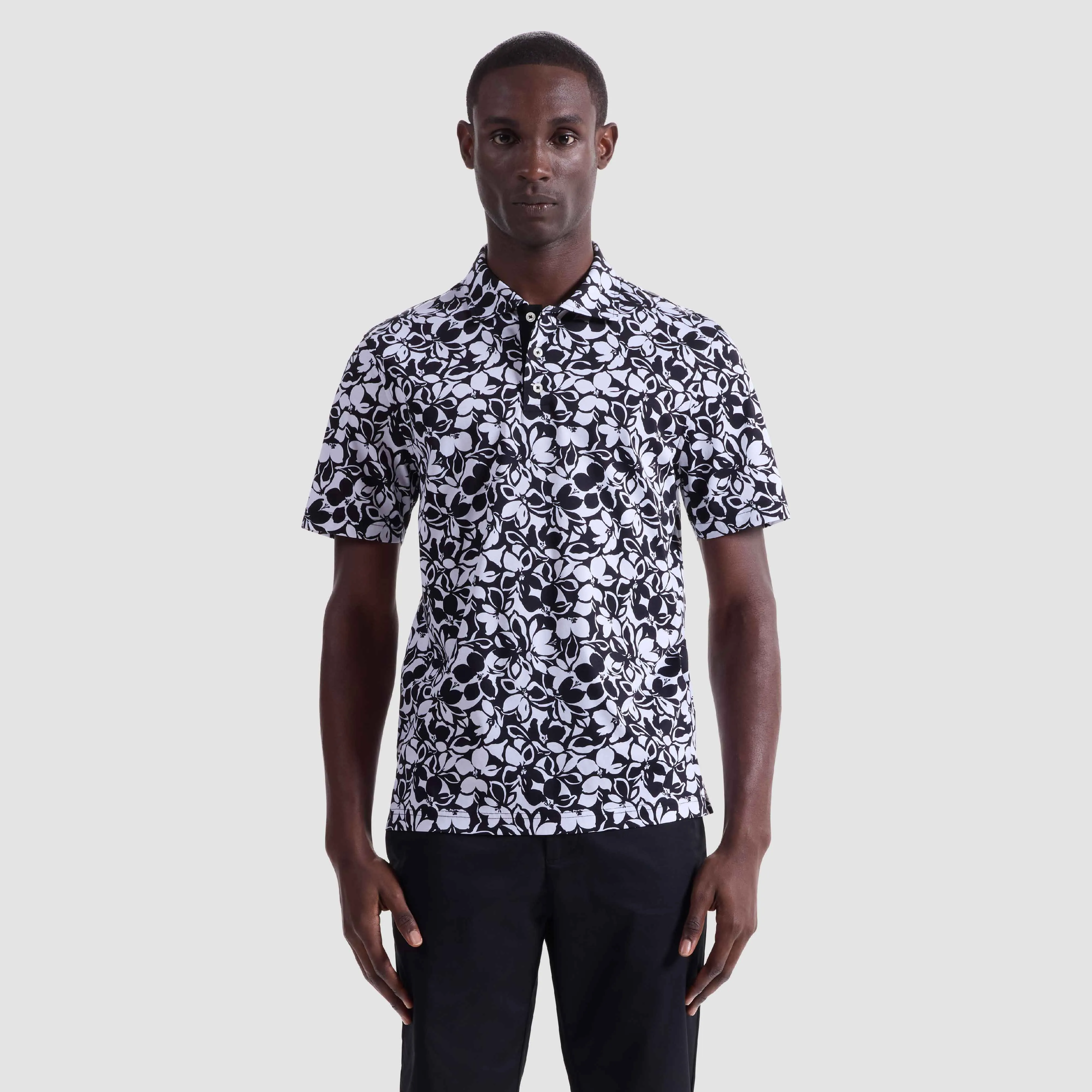 Hendrix Monochromatic Floral Polo Shirt sold by Bugatchi product image thumbnail 2