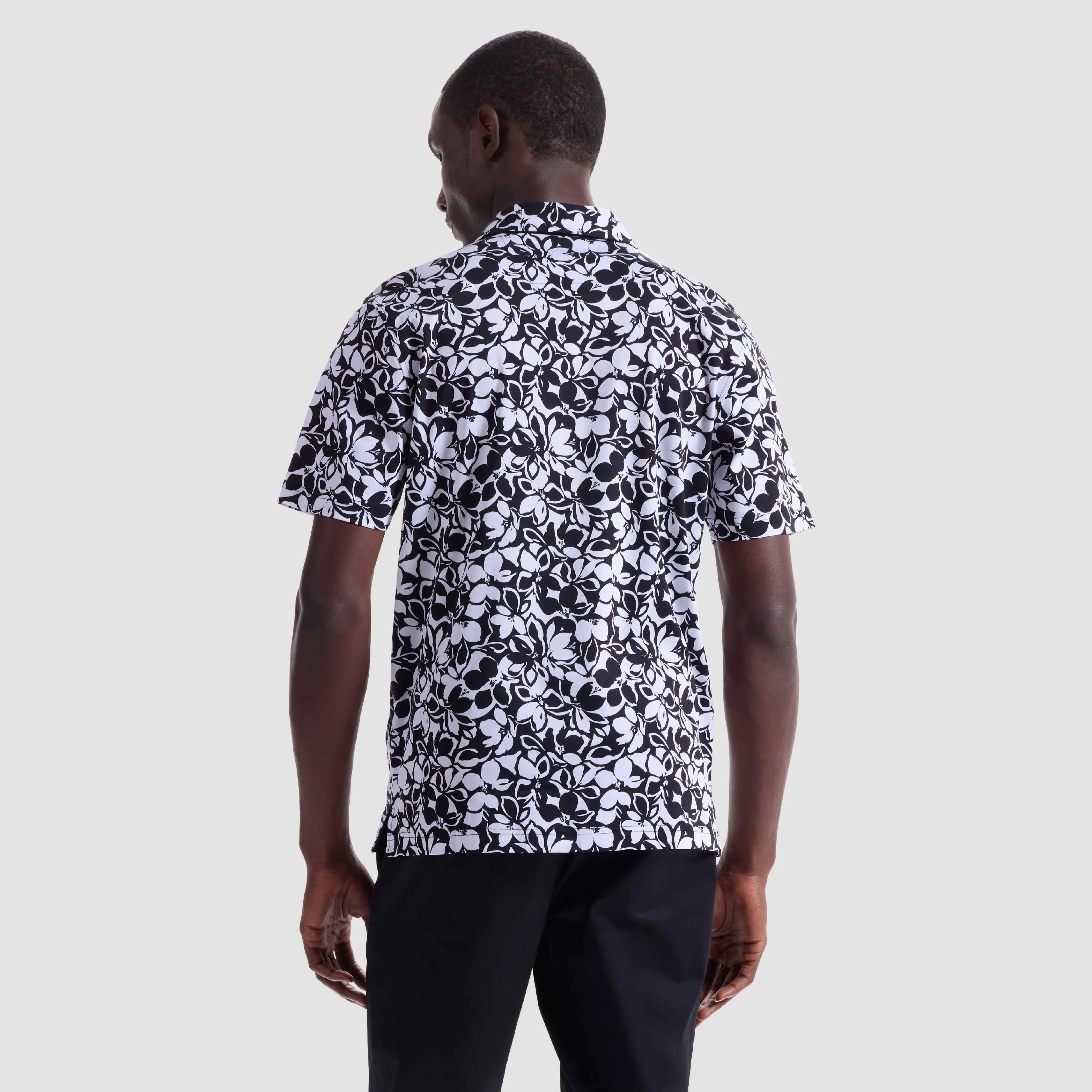 Hendrix Monochromatic Floral Polo Shirt sold by Bugatchi product image thumbnail 4