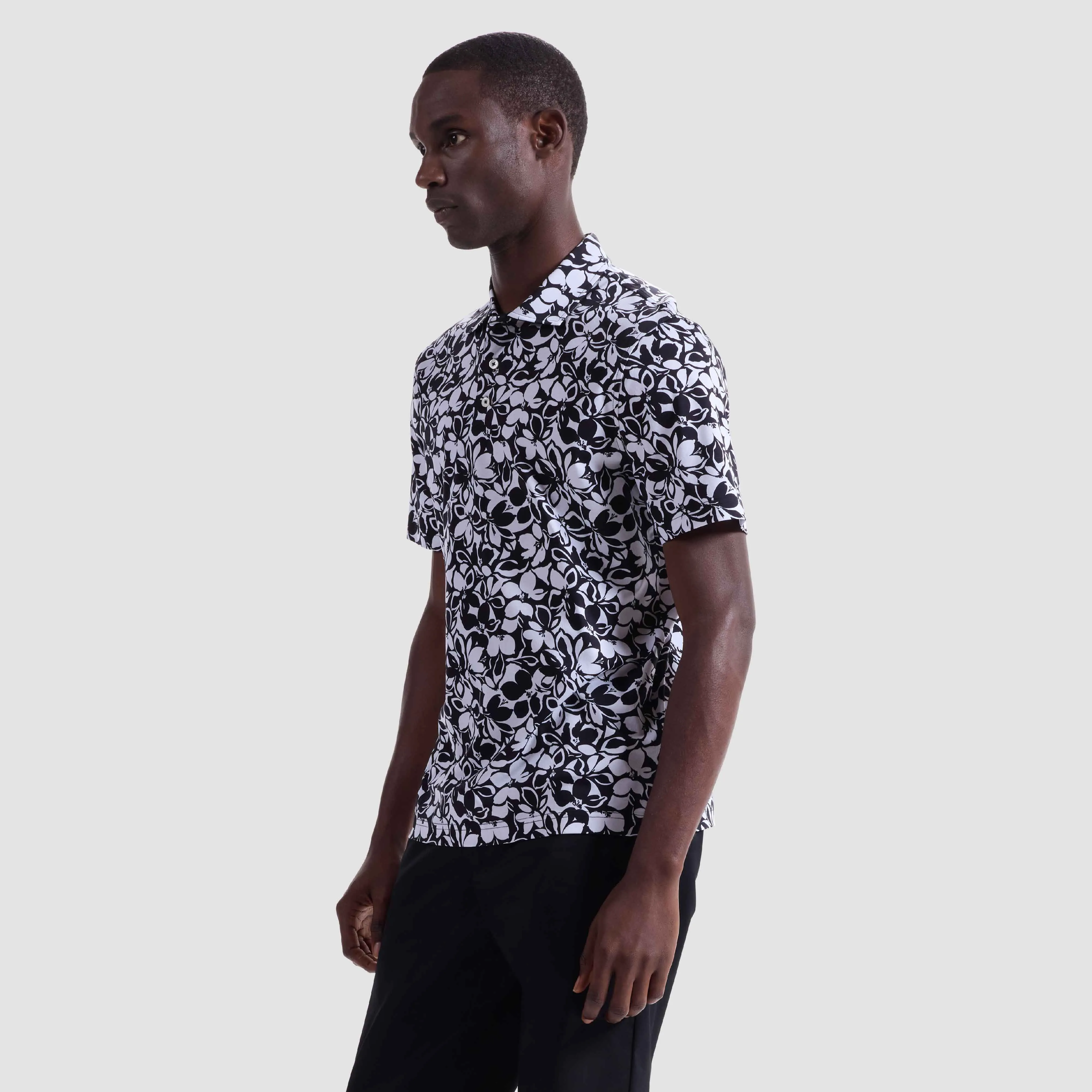Hendrix Monochromatic Floral Polo Shirt sold by Bugatchi product image thumbnail 3