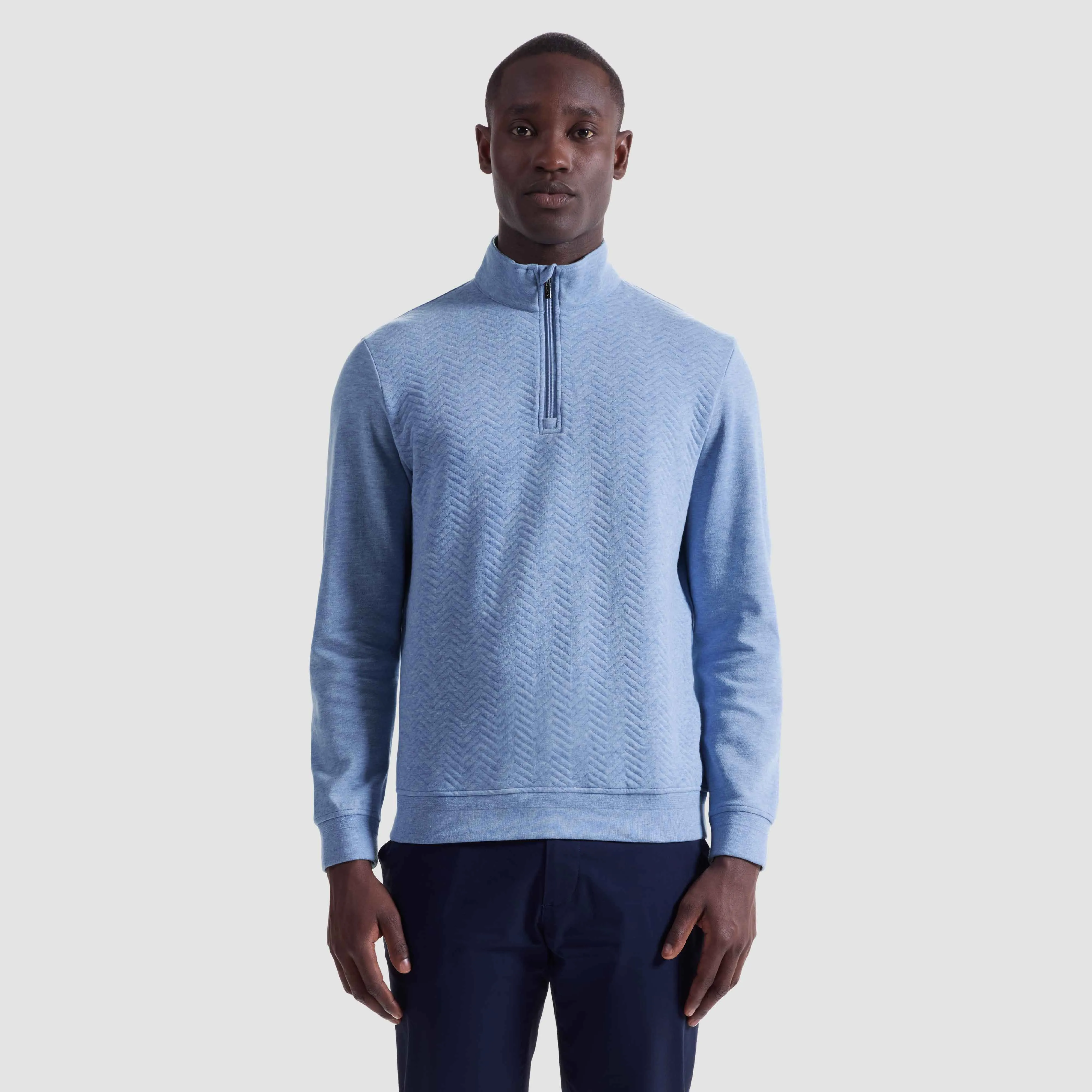 Chevron Melange Quarter Zip Pullover sold by Bugatchi product image thumbnail 2