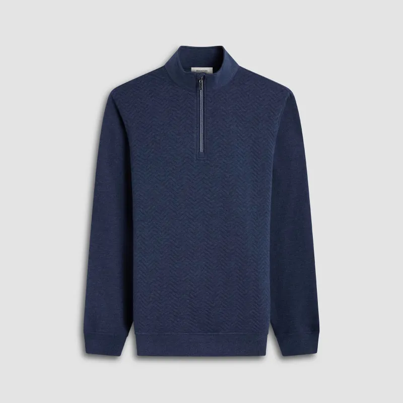 Chevron Melange Quarter Zip Pullover sold by Bugatchi