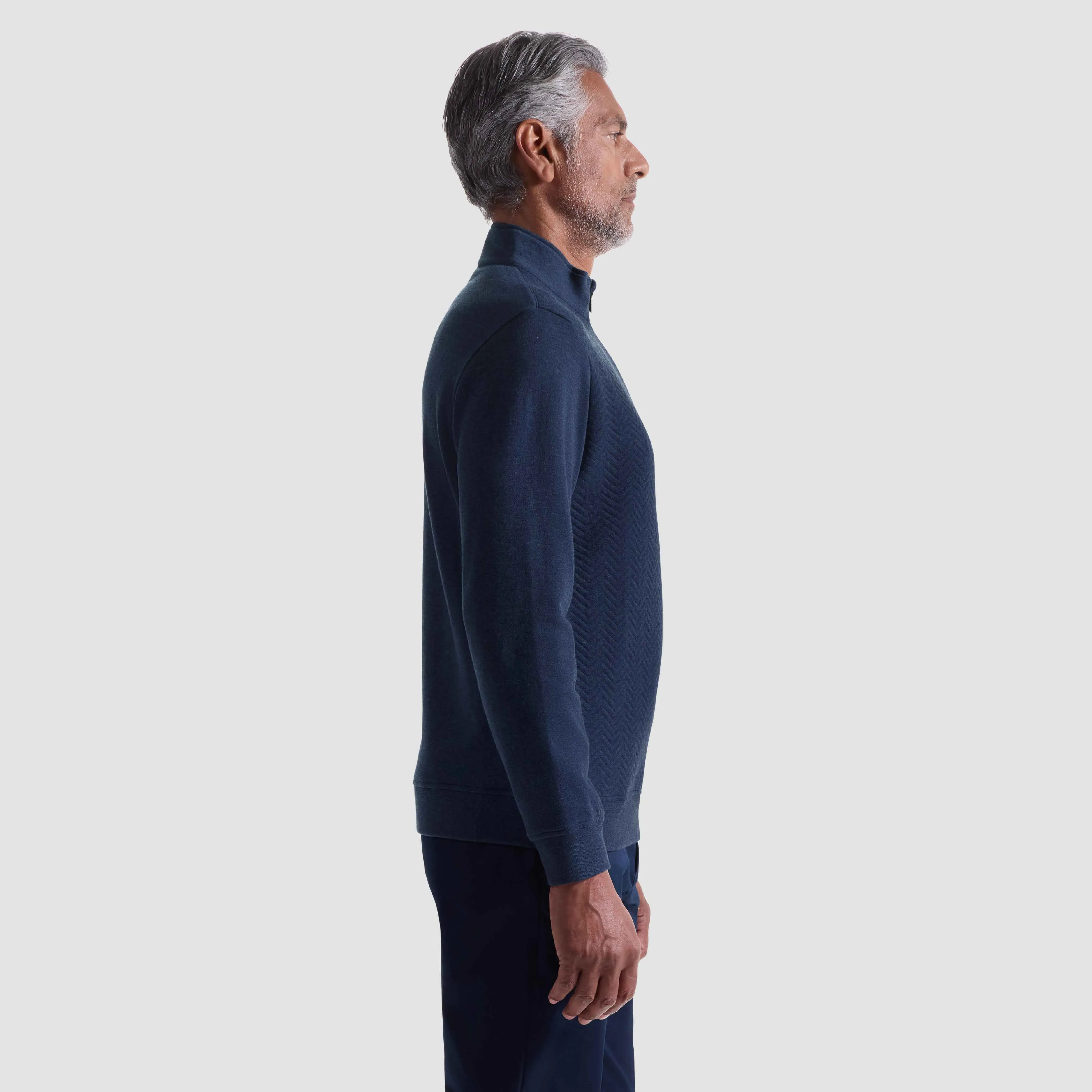 Chevron Melange Quarter Zip Pullover sold by Bugatchi product image thumbnail 3