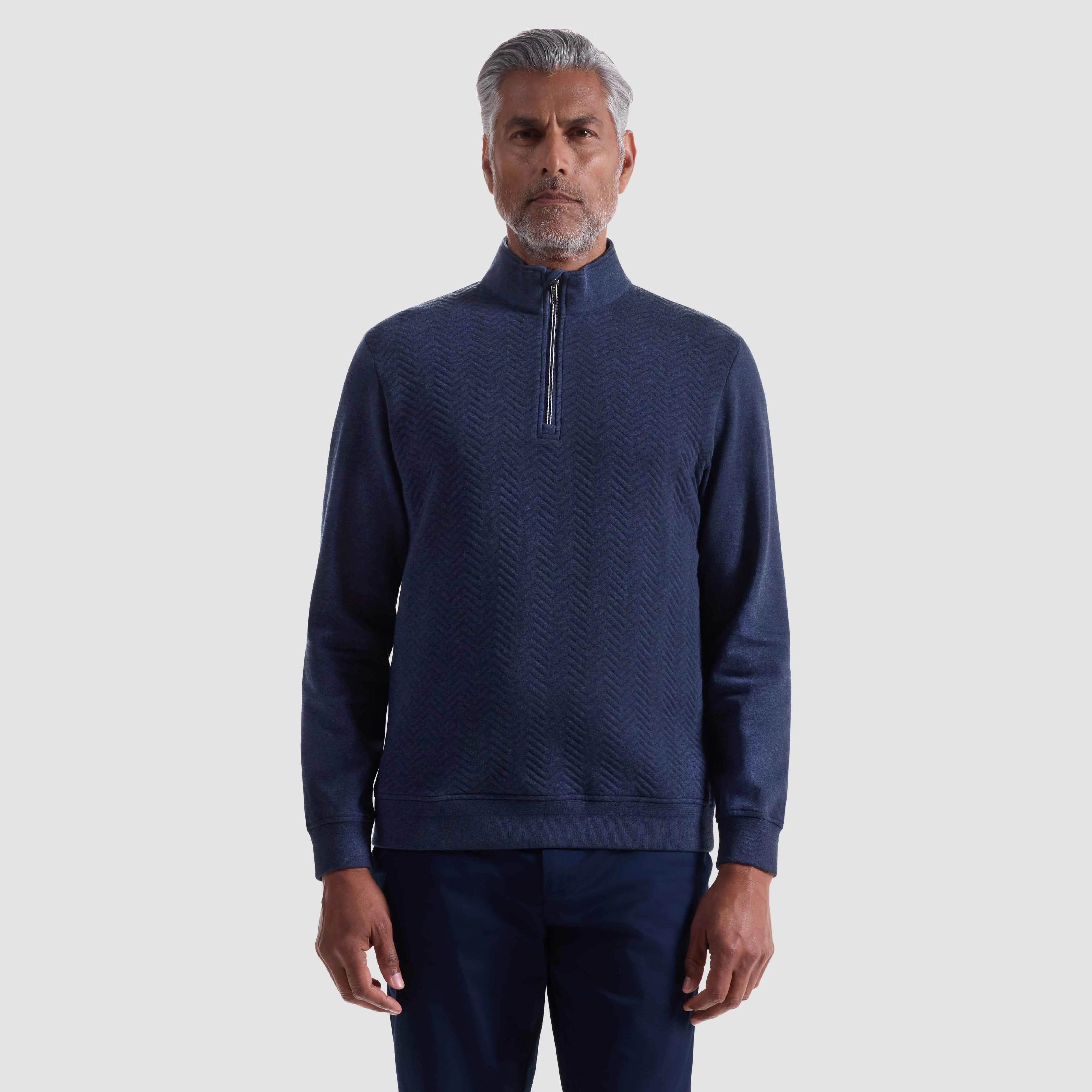 Chevron Melange Quarter Zip Pullover sold by Bugatchi product image thumbnail 2
