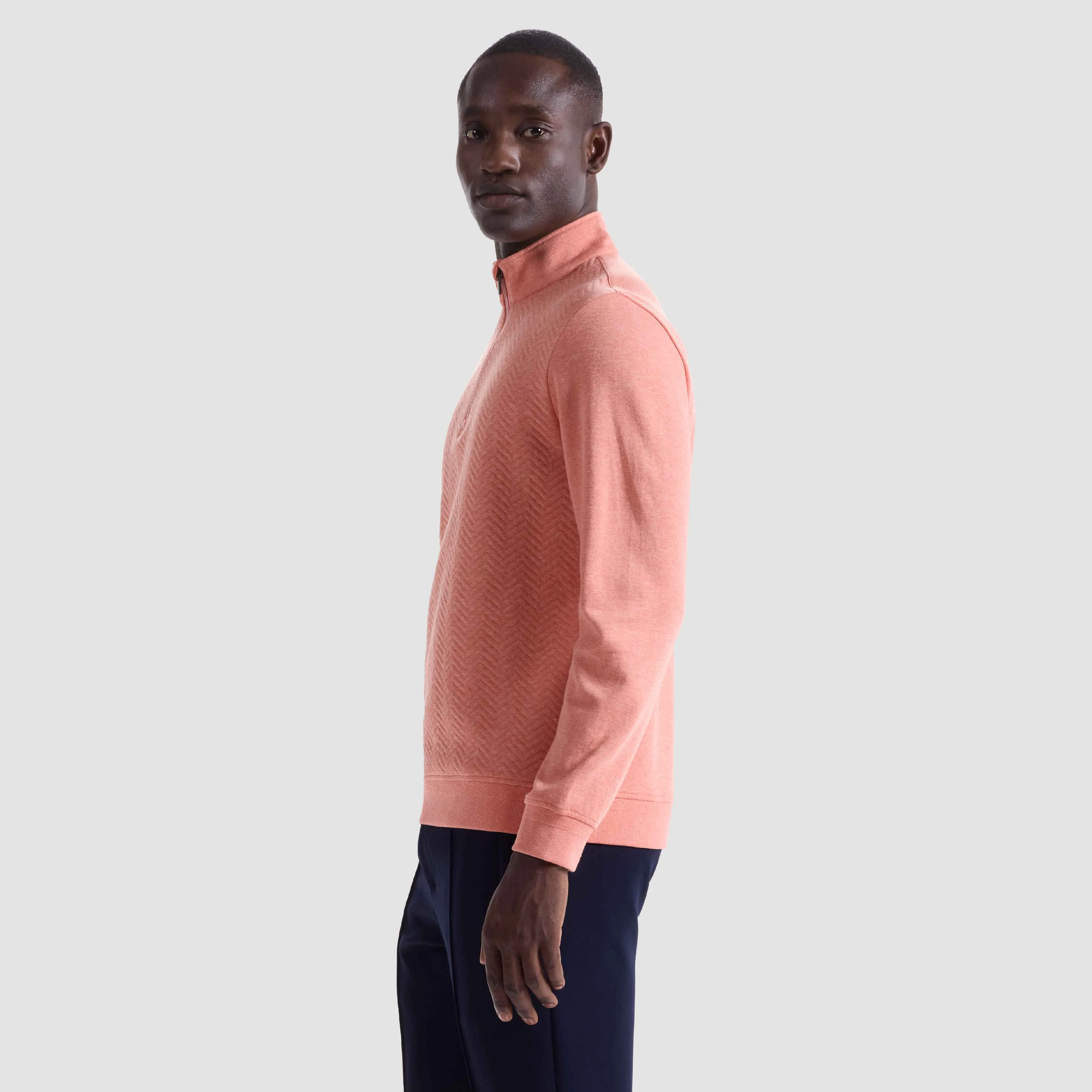 Chevron Melange Quarter Zip Pullover sold by Bugatchi product image thumbnail 3