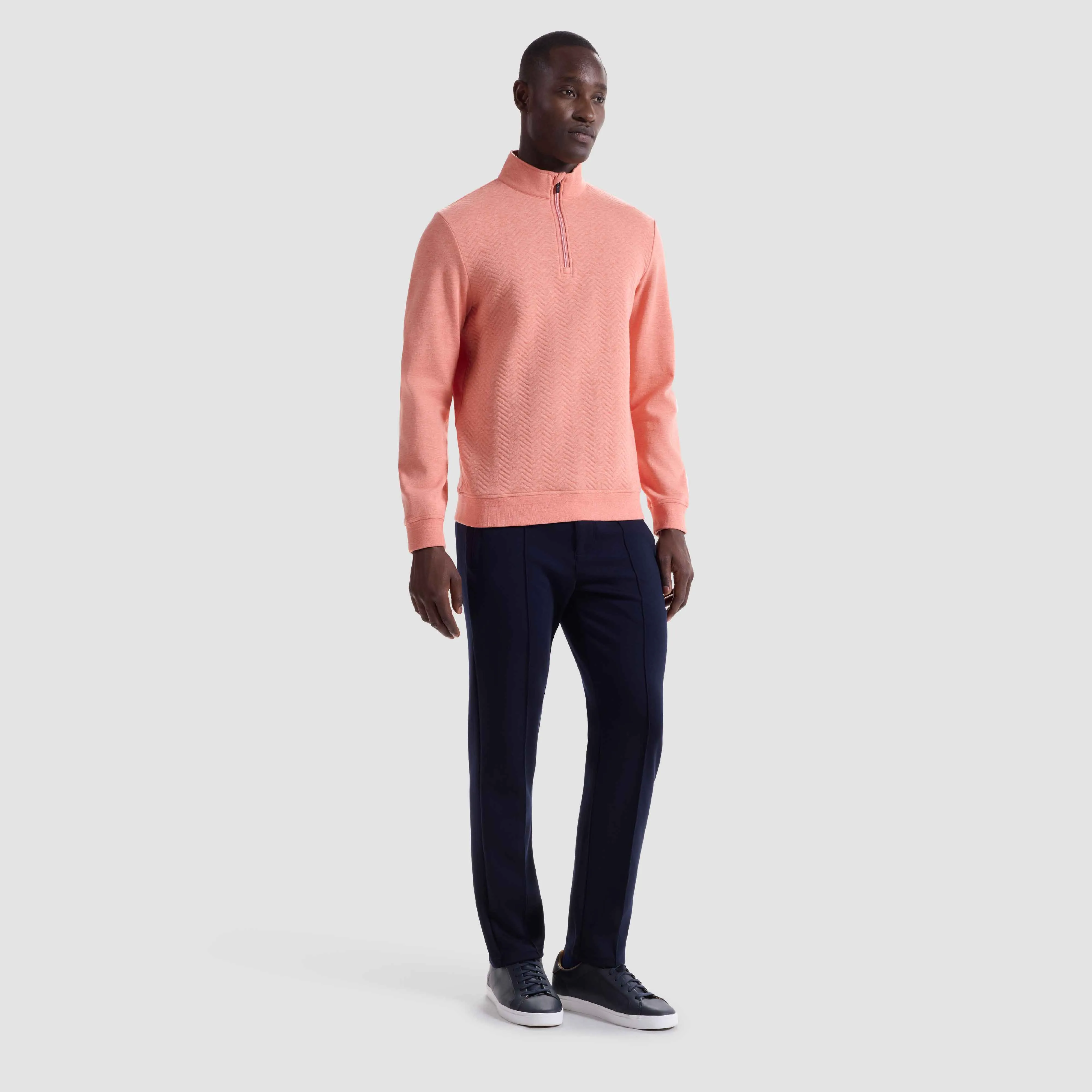 Chevron Melange Quarter Zip Pullover sold by Bugatchi product image thumbnail 5