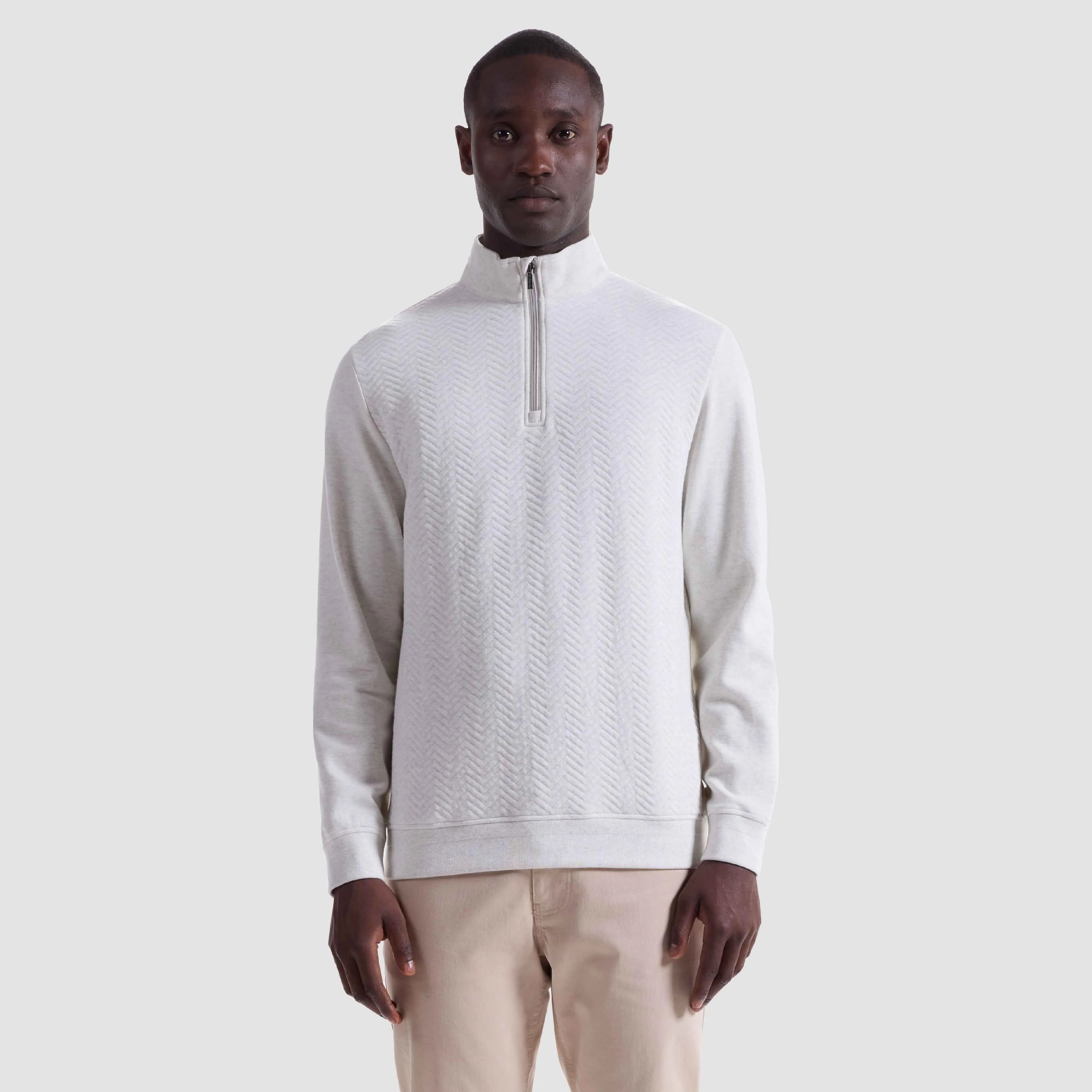 Chevron Melange Quarter Zip Pullover sold by Bugatchi product image thumbnail 2