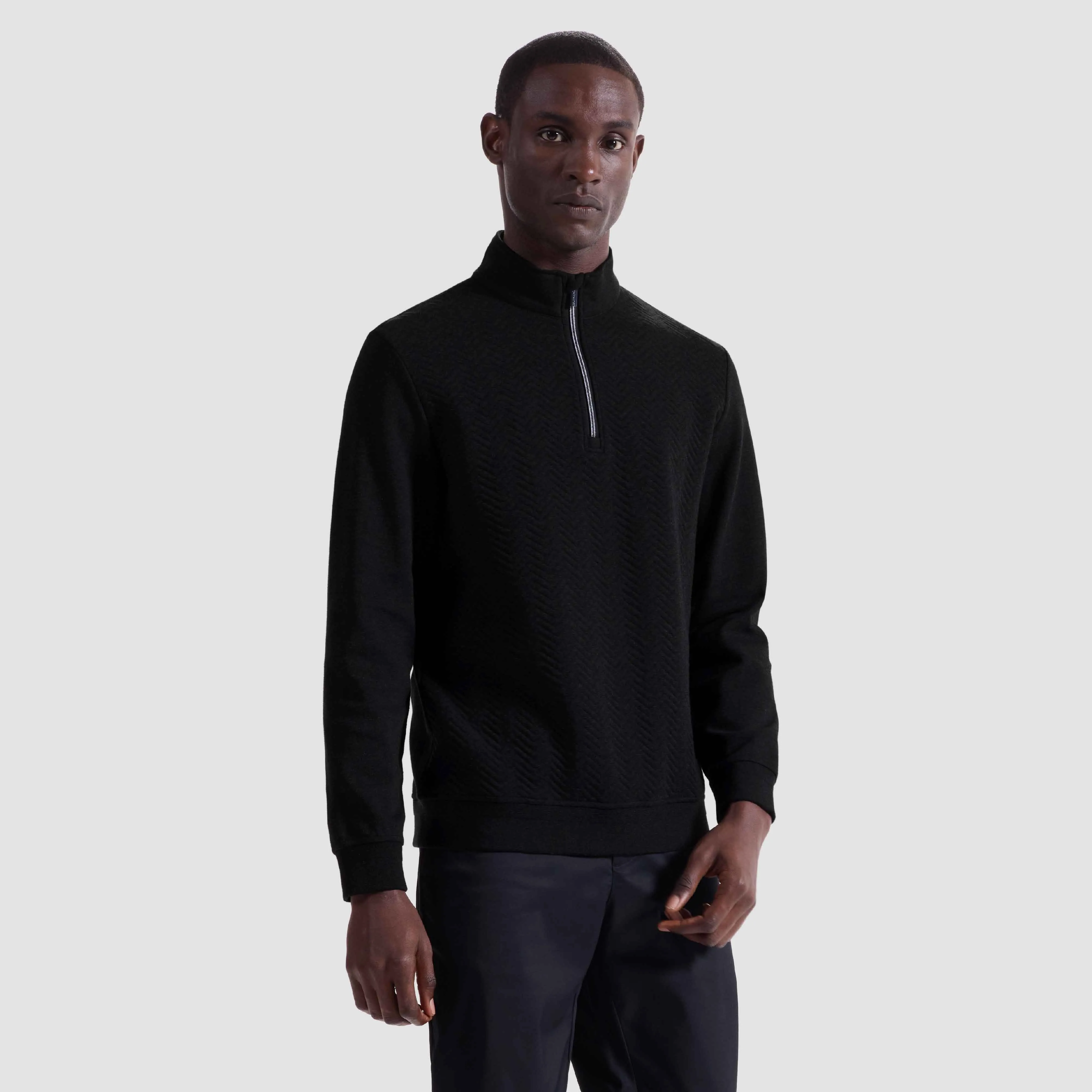 Chevron Melange Quarter Zip Pullover sold by Bugatchi product image thumbnail 2