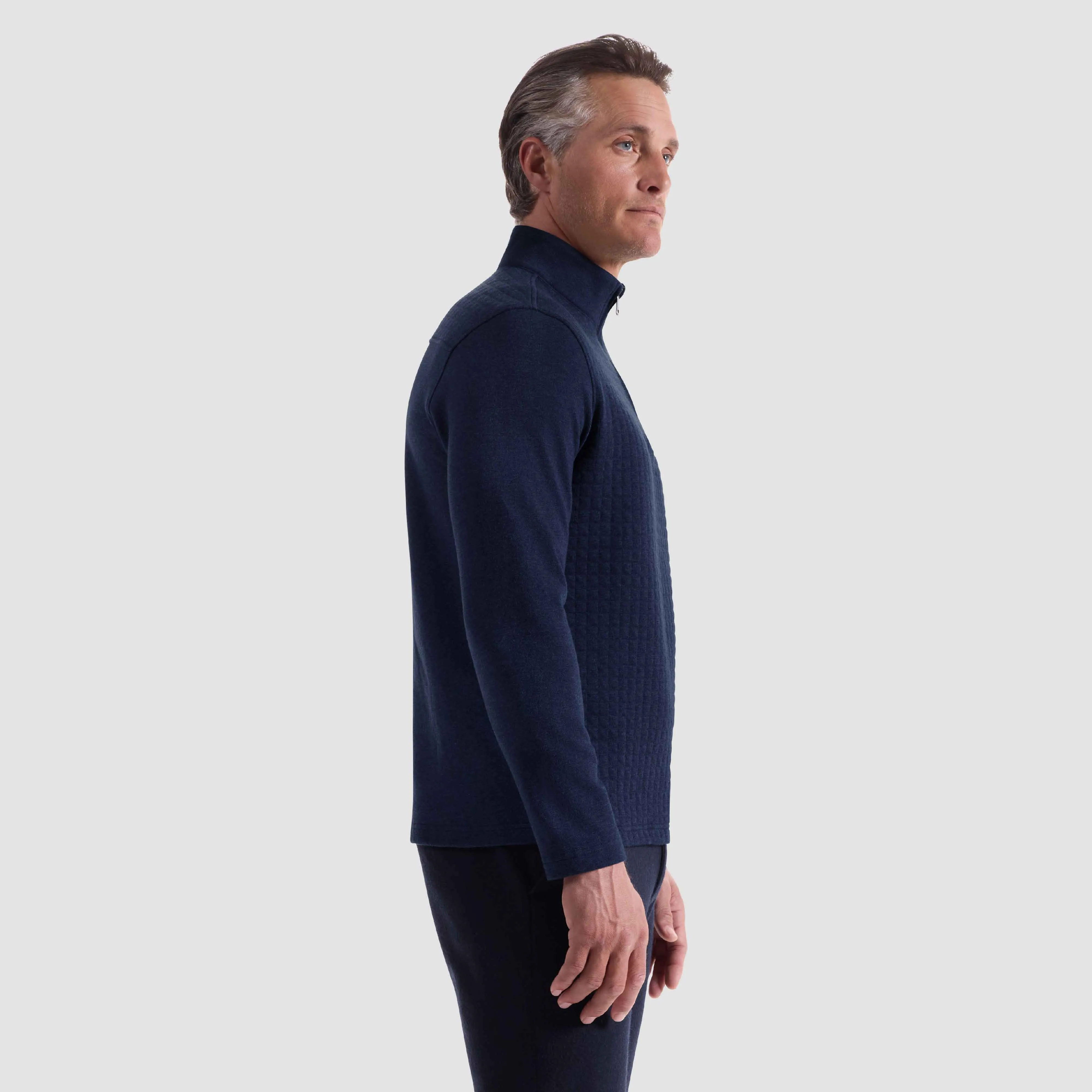 Heathered Waffle Knit Quarter Zip sold by Bugatchi product image thumbnail 3