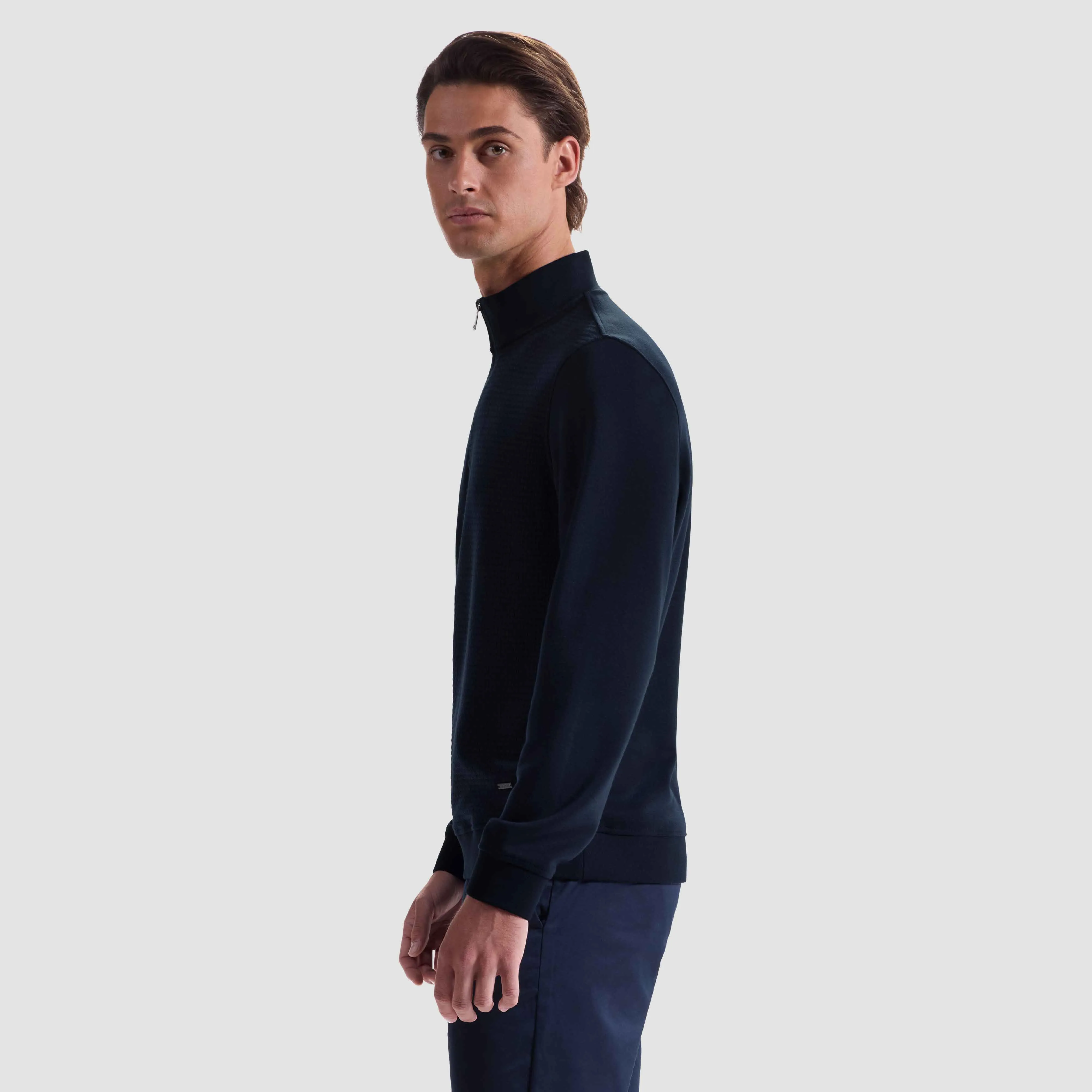 Basketweave Performance Quarter Zip sold by Bugatchi product image thumbnail 3