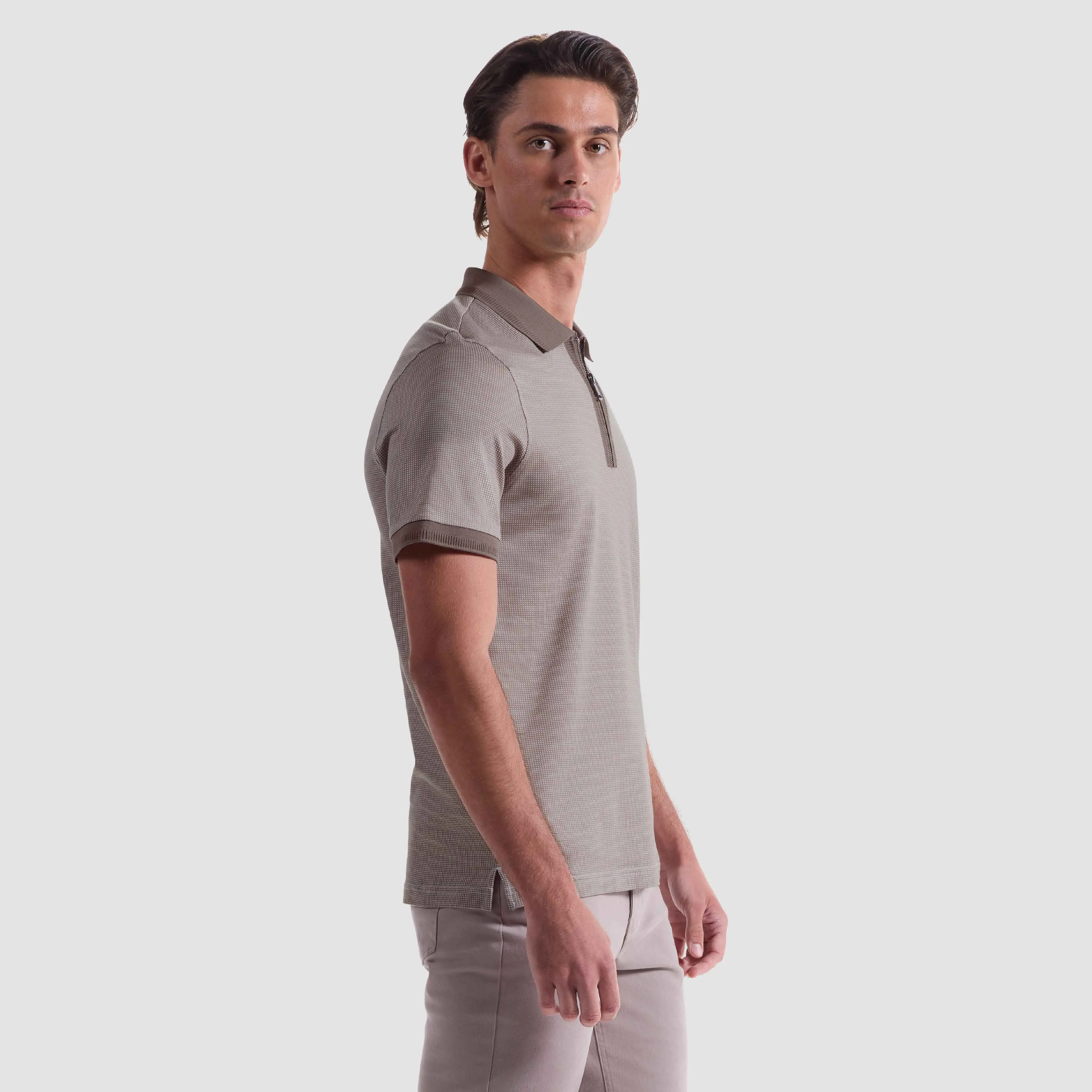 Pin Check Quarter Zip Polo sold by Bugatchi product image thumbnail 3