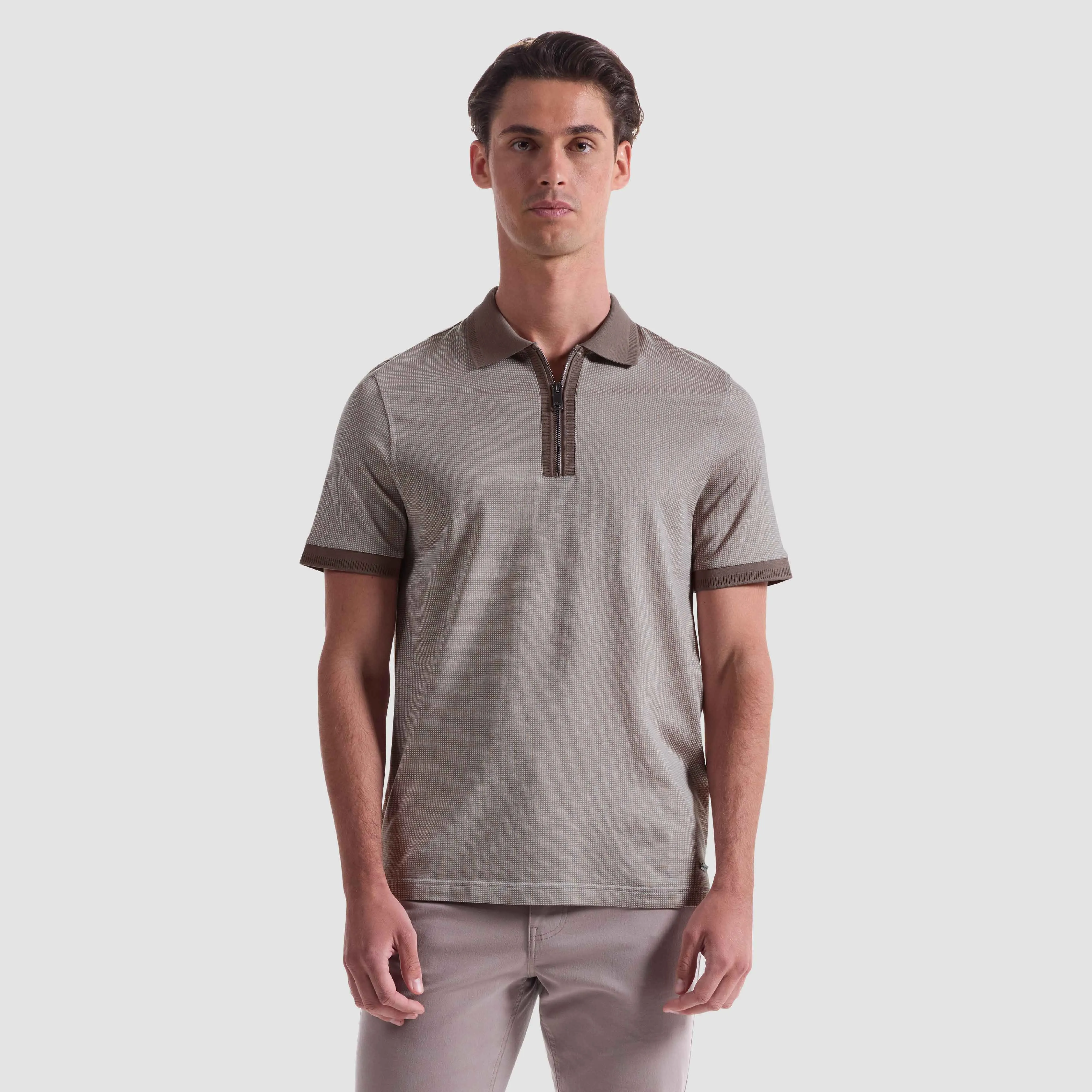 Pin Check Quarter Zip Polo sold by Bugatchi product image thumbnail 2