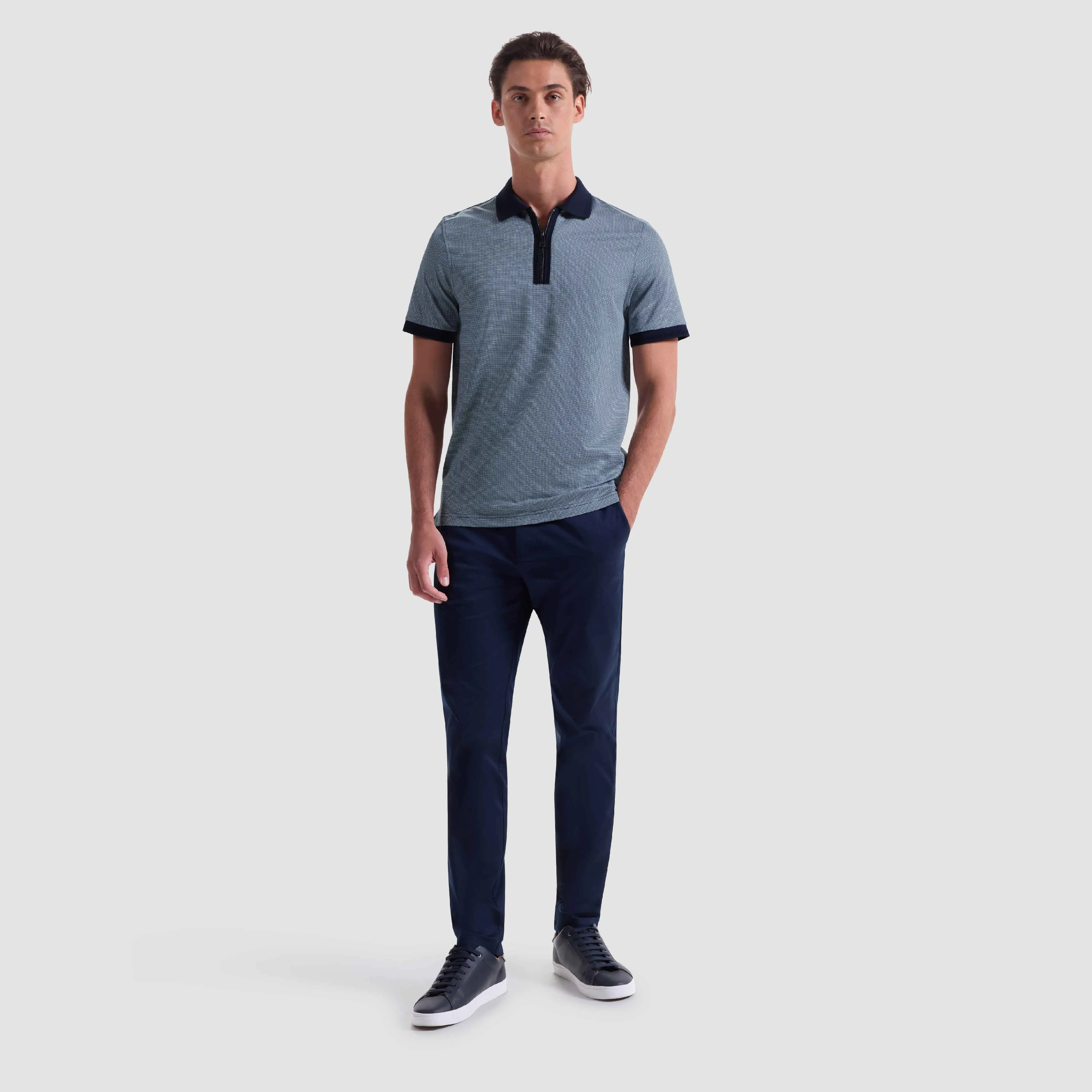 Pin Check Quarter Zip Polo sold by Bugatchi product image thumbnail 5