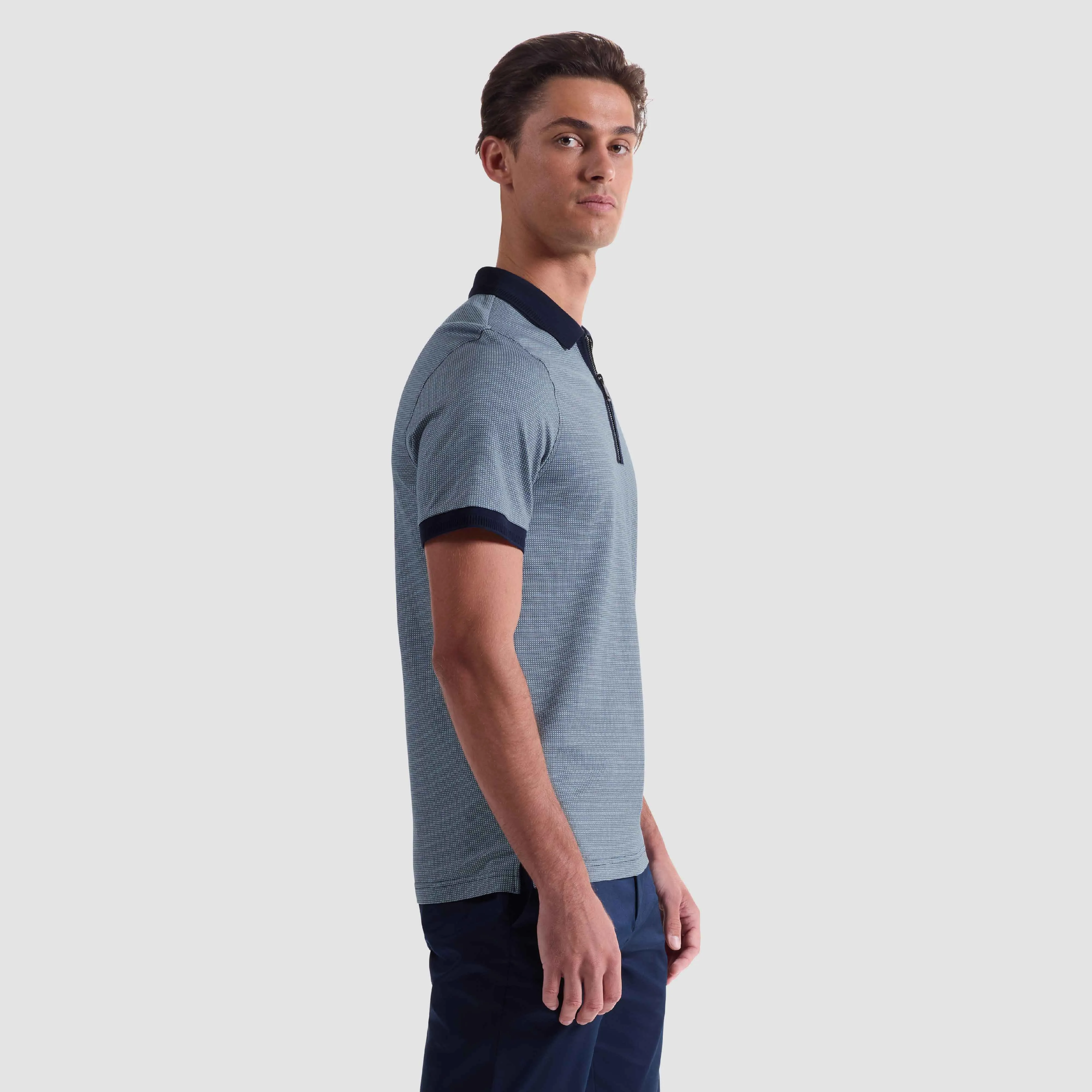 Pin Check Quarter Zip Polo sold by Bugatchi product image thumbnail 3