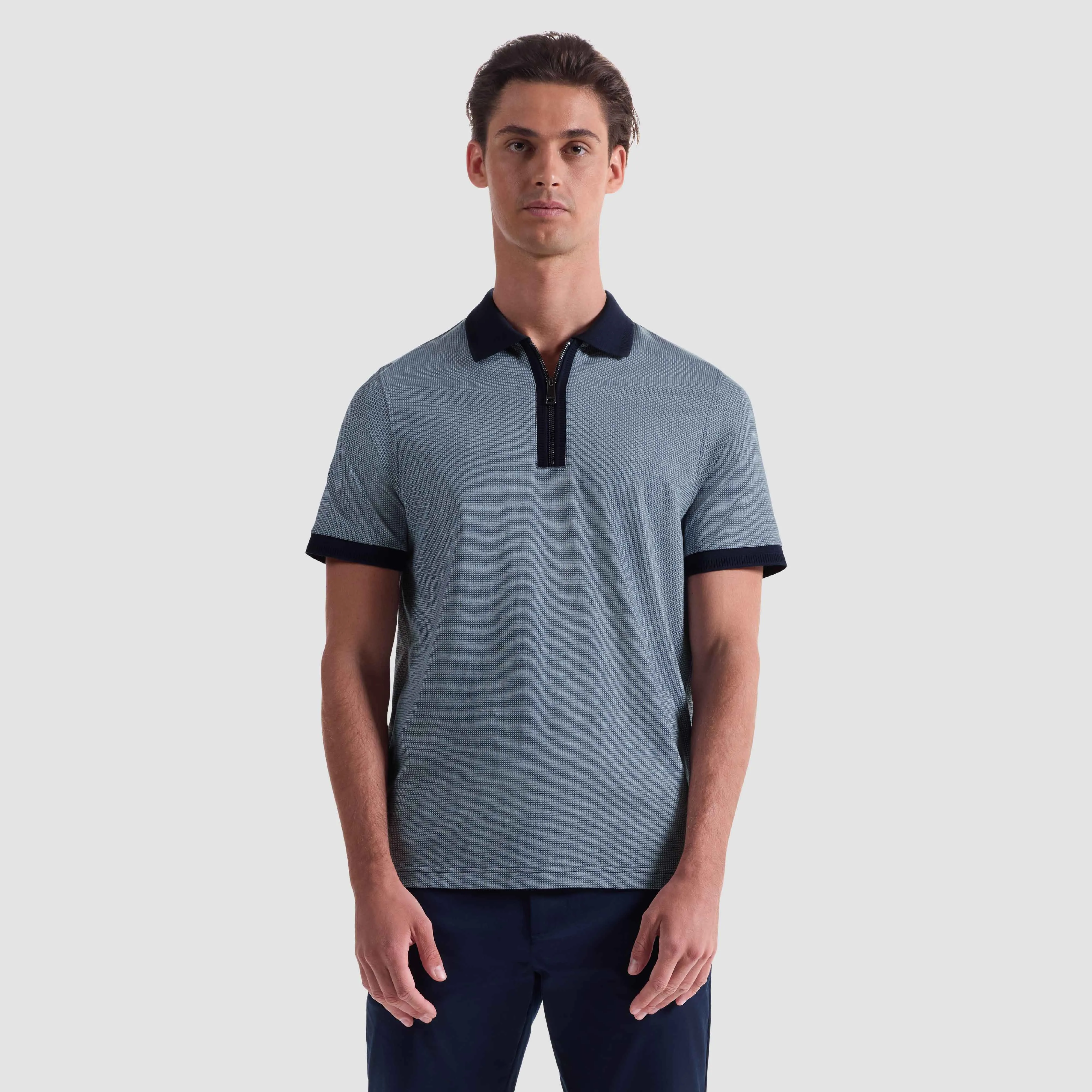 Pin Check Quarter Zip Polo sold by Bugatchi product image thumbnail 2