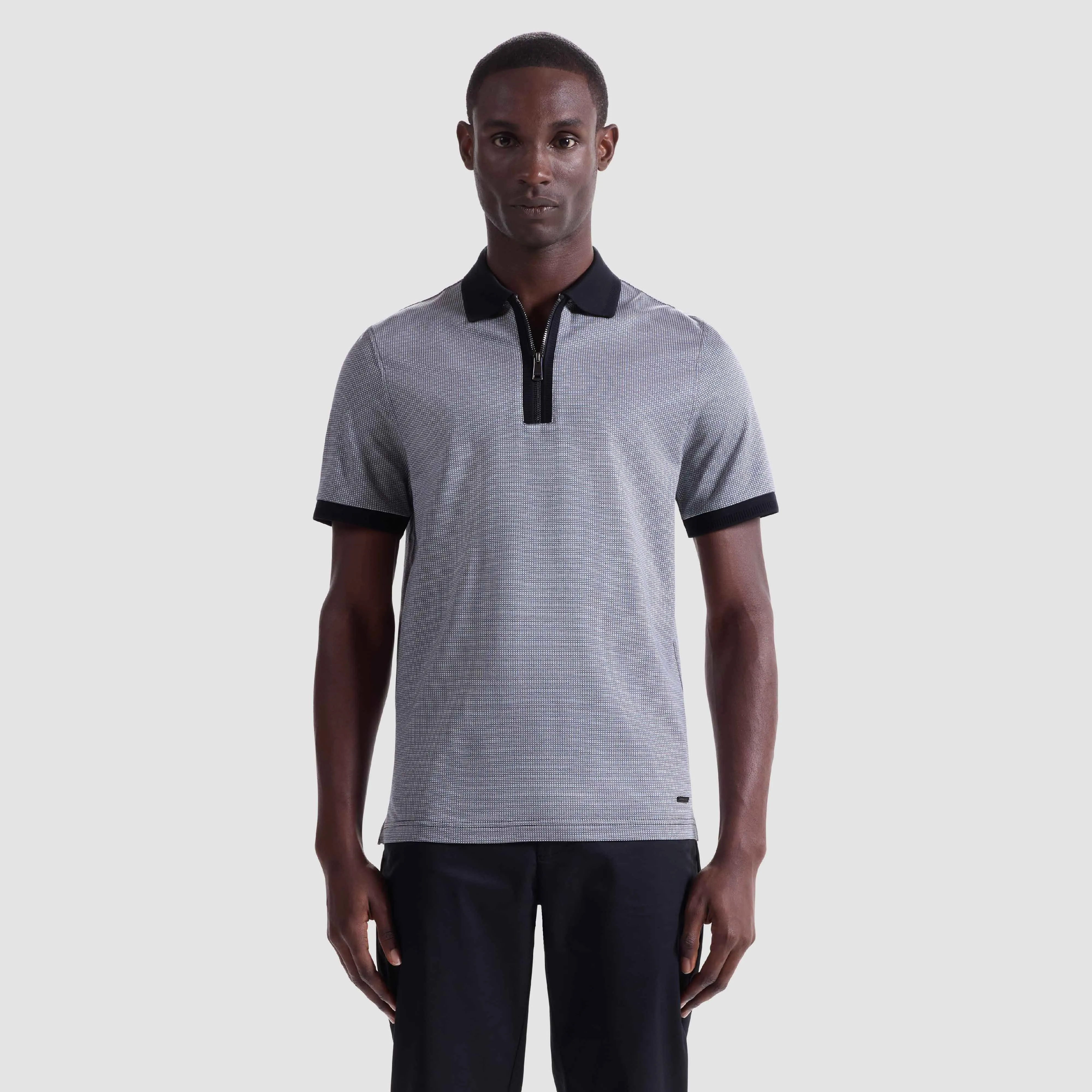 Pin Check Quarter Zip Polo sold by Bugatchi product image thumbnail 2