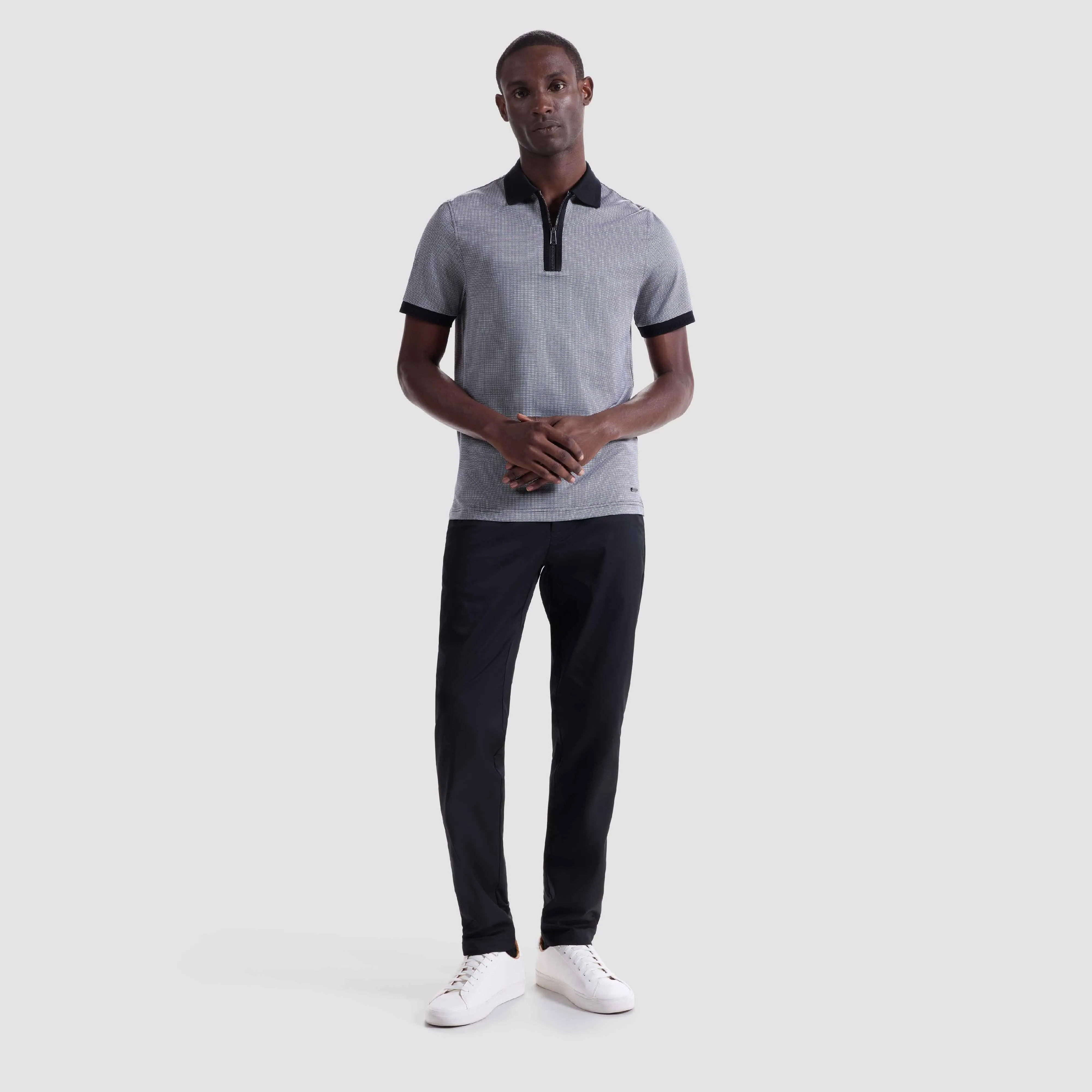 Pin Check Quarter Zip Polo sold by Bugatchi product image thumbnail 5