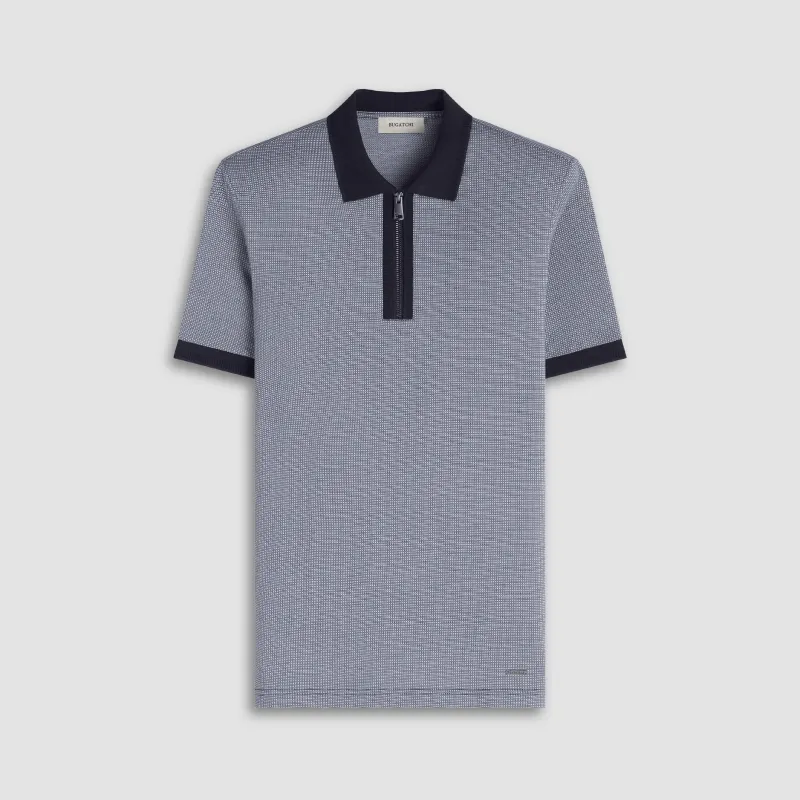 Pin Check Quarter Zip Polo sold by Bugatchi