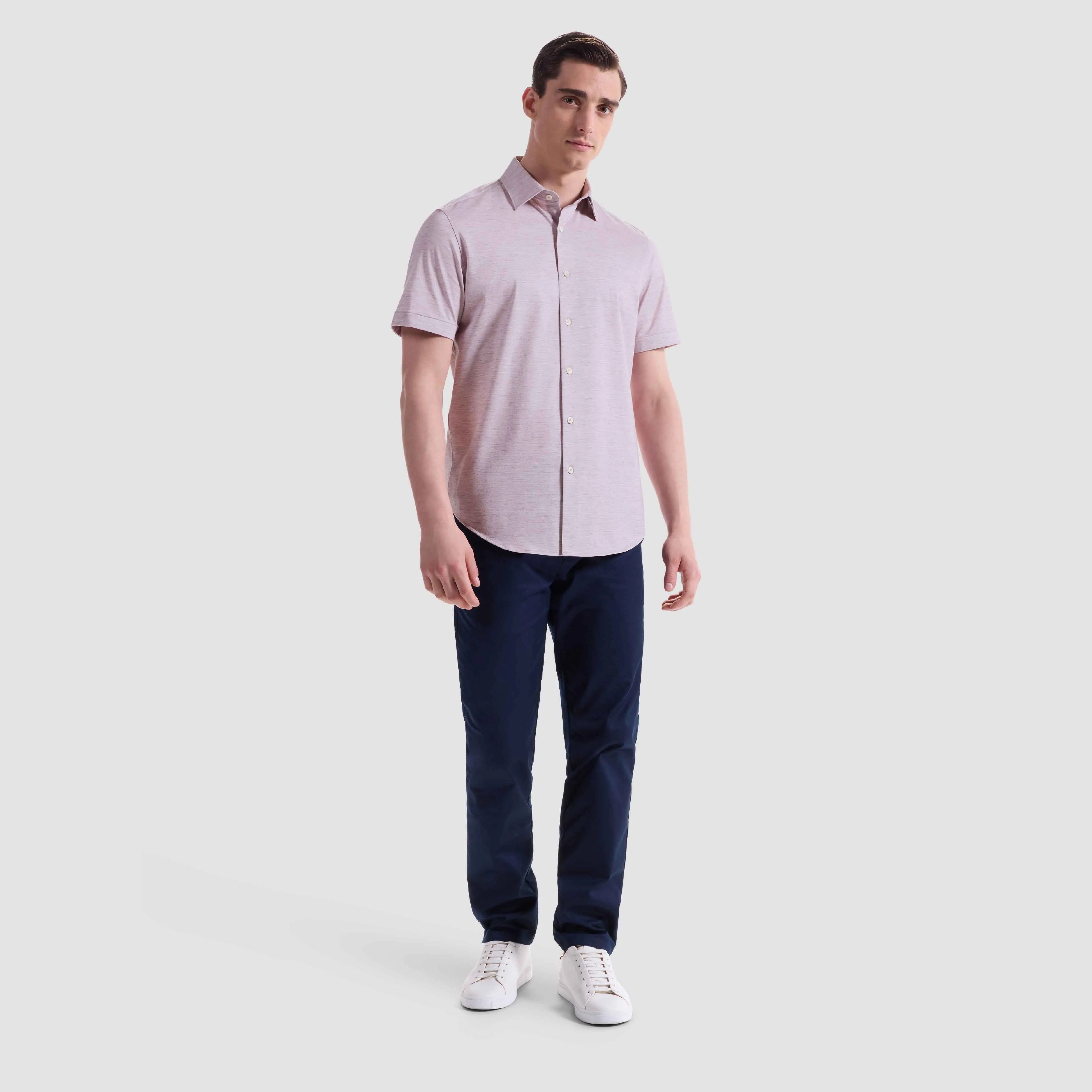 Miles Heathered OoohCotton Short-Sleeve Shirt sold by Bugatchi product image thumbnail 5