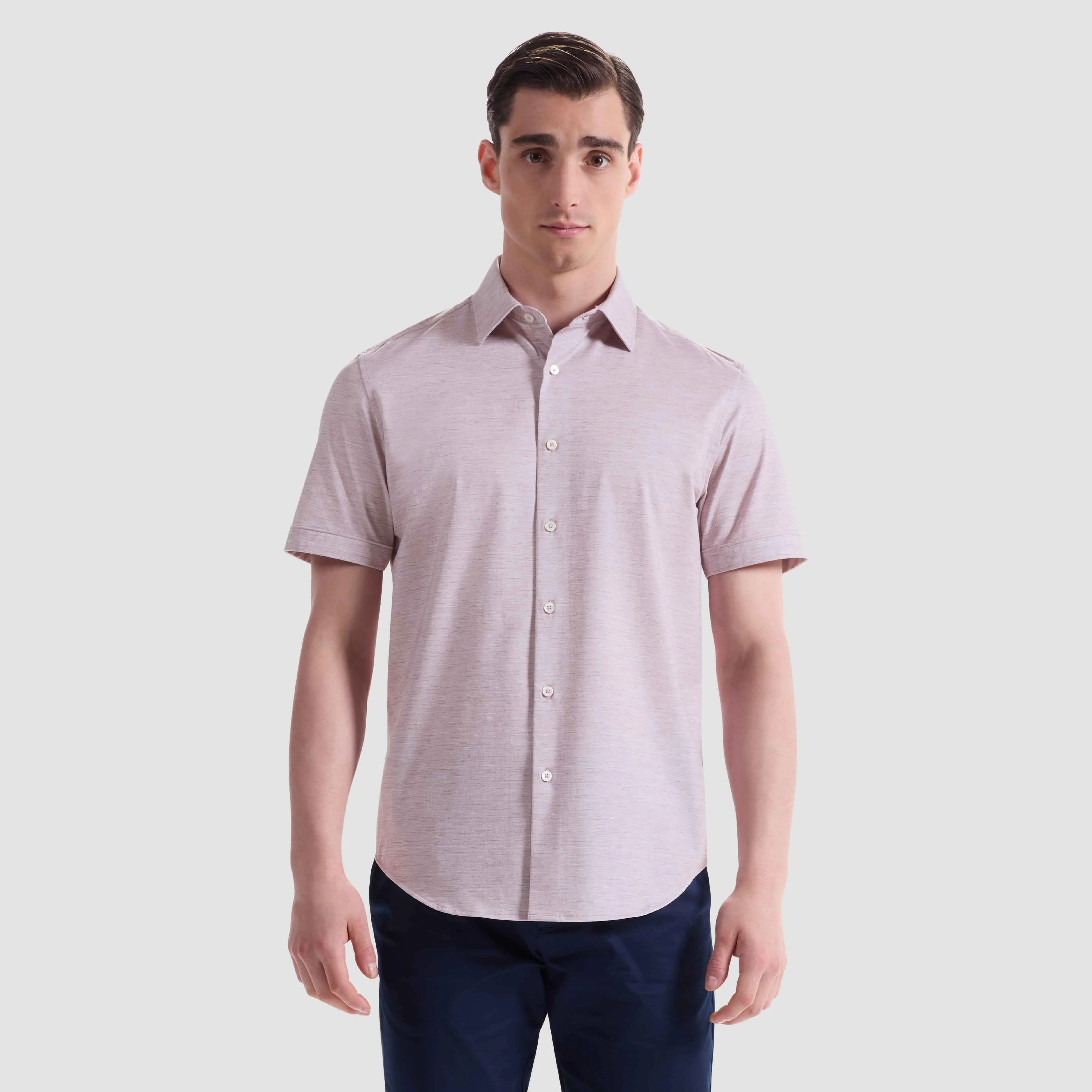 Miles Heathered OoohCotton Short-Sleeve Shirt sold by Bugatchi product image thumbnail 2