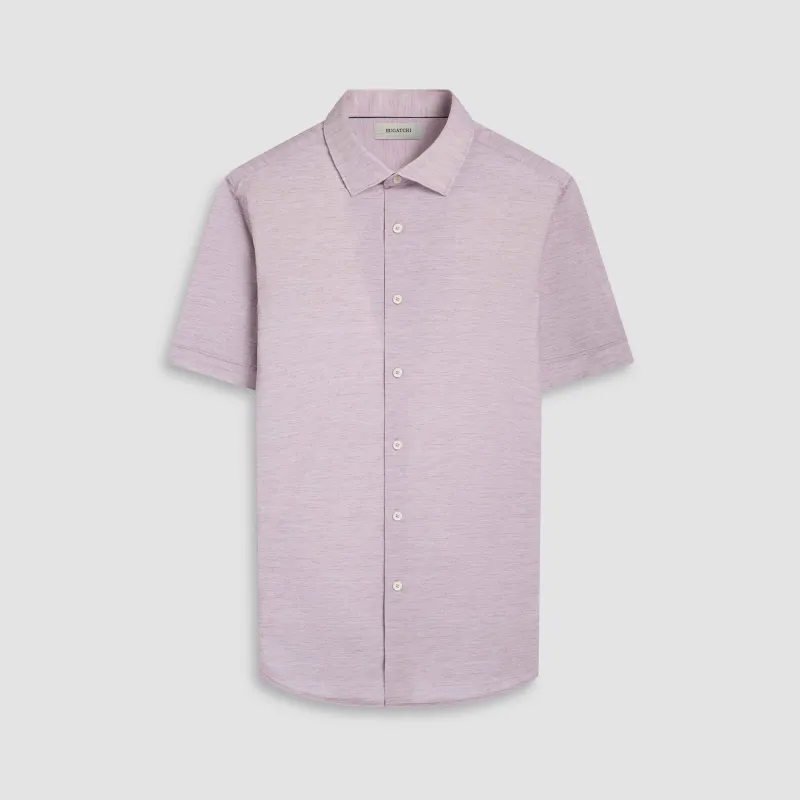 Miles Heathered OoohCotton Short-Sleeve Shirt sold by Bugatchi
