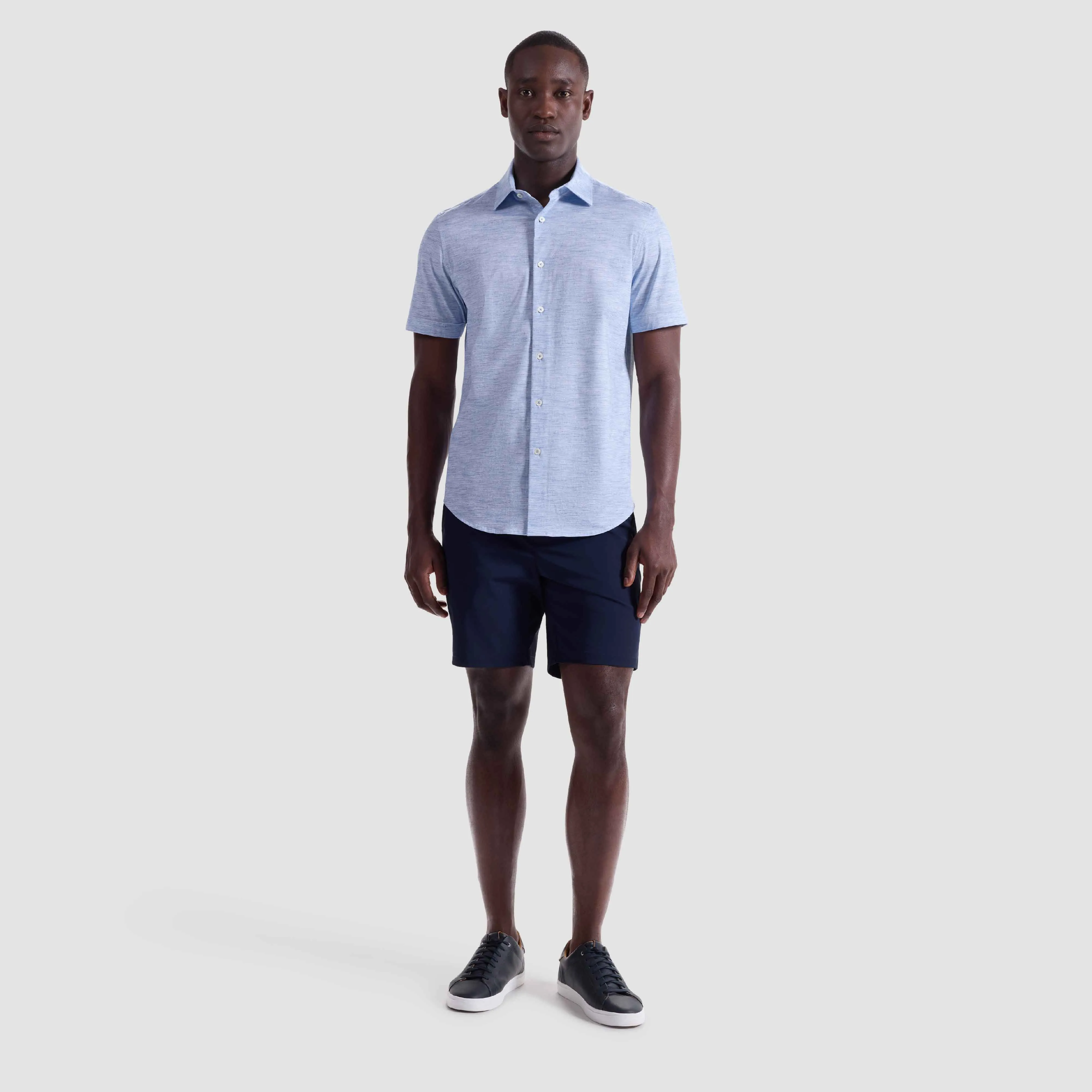 Miles Heathered OoohCotton Short-Sleeve Shirt sold by Bugatchi product image thumbnail 5