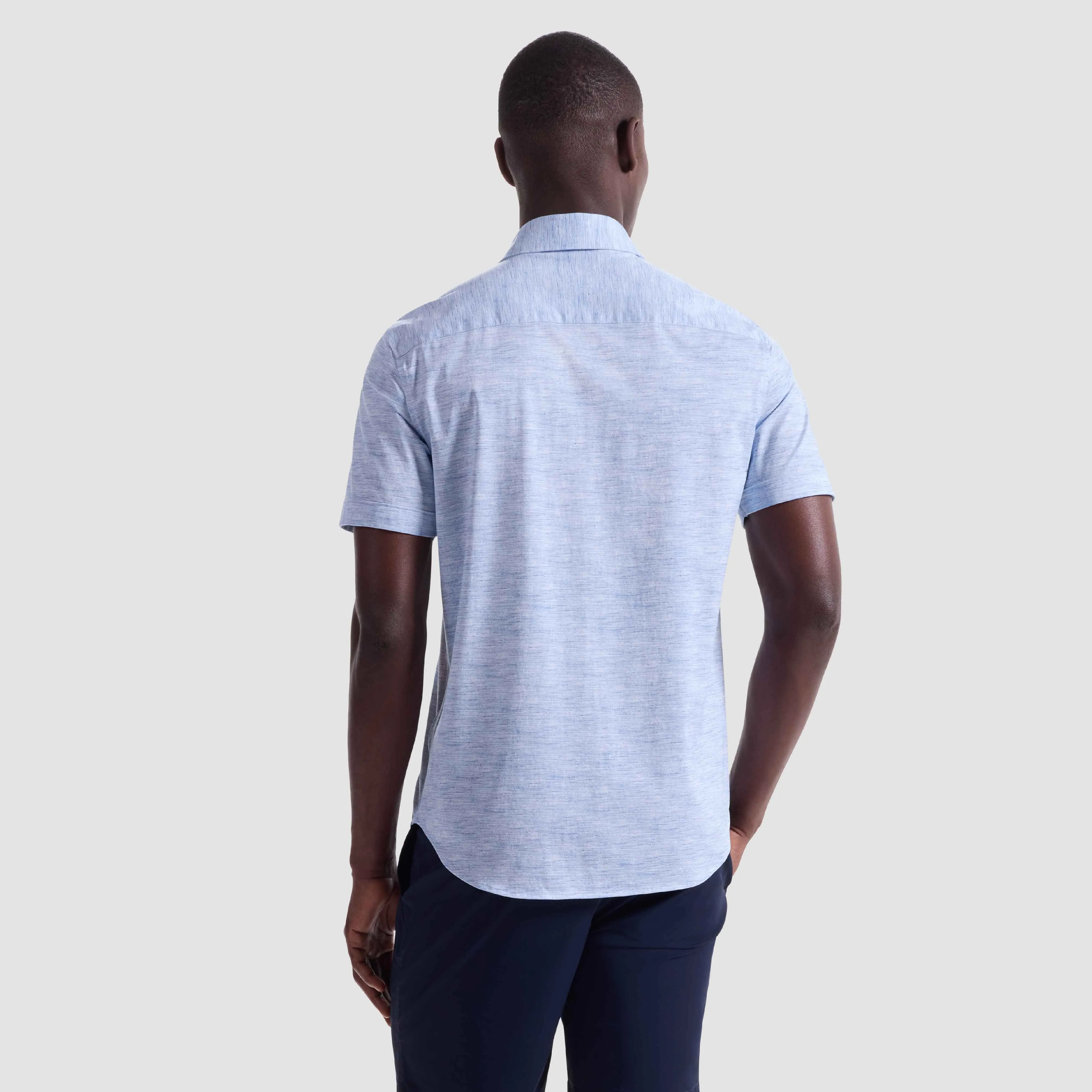 Miles Heathered OoohCotton Short-Sleeve Shirt sold by Bugatchi product image thumbnail 4