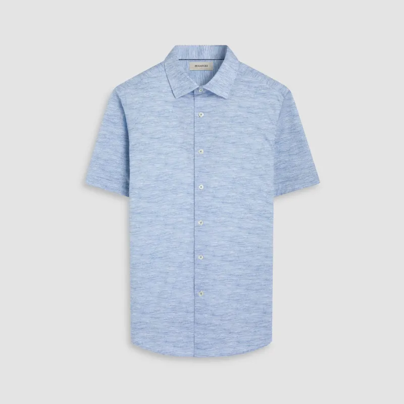 Miles Heathered OoohCotton Short-Sleeve Shirt sold by Bugatchi