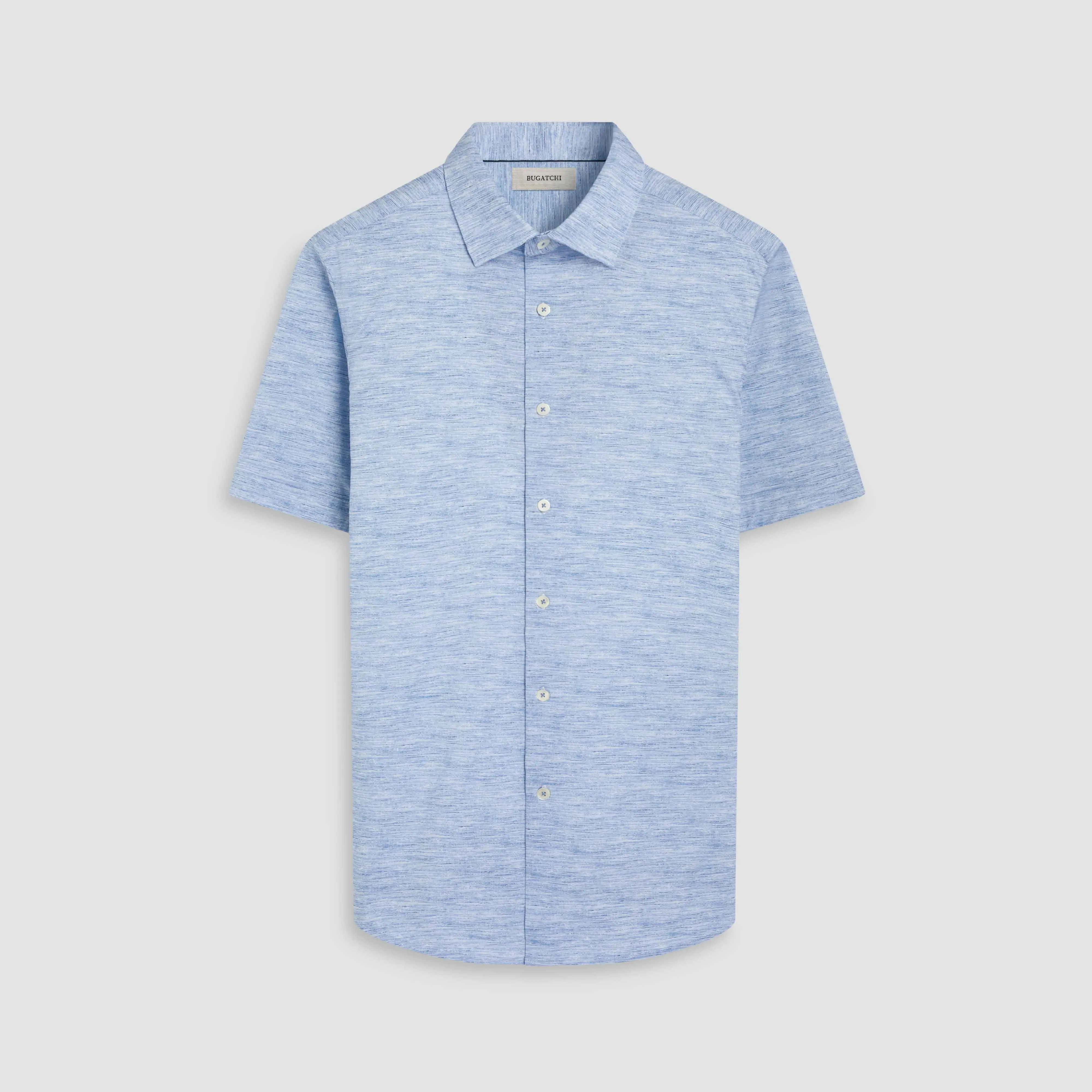 Miles Heathered OoohCotton Short-Sleeve Shirt sold by Bugatchi